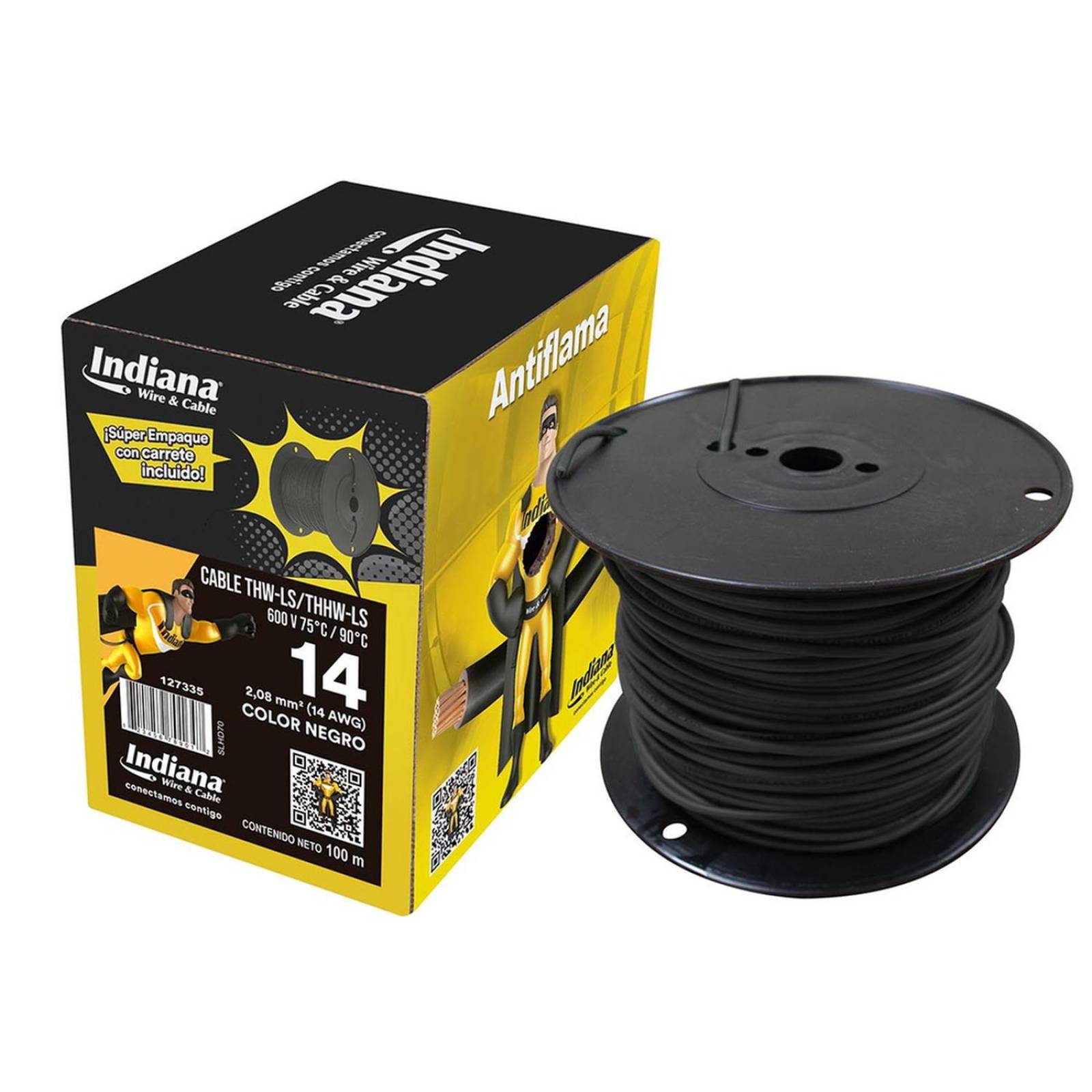 Cable indiana thw-ls/thhw-ls calibre 14 negro 100 m 