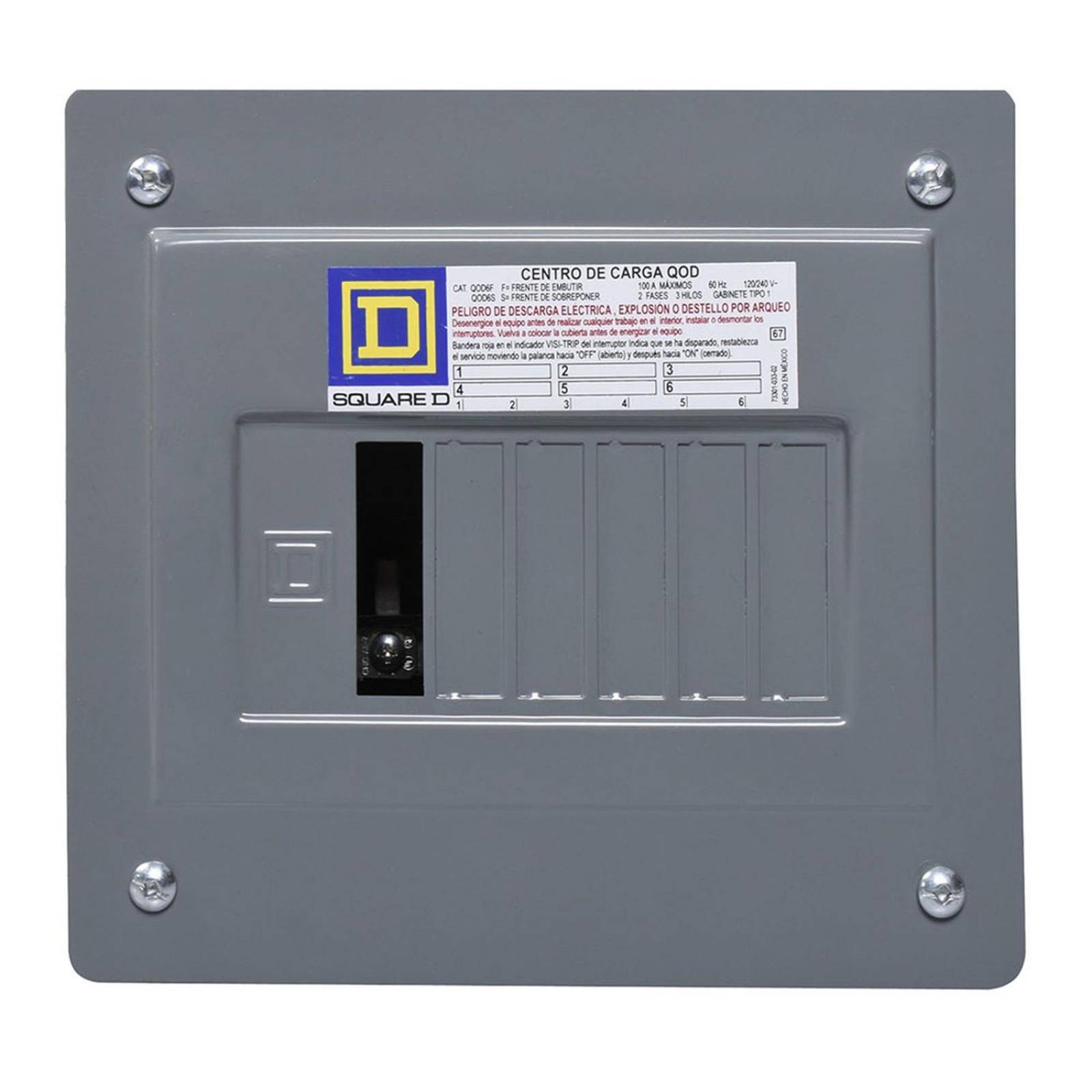 Centro de carga de 6 espacios empotrable 100 a square d