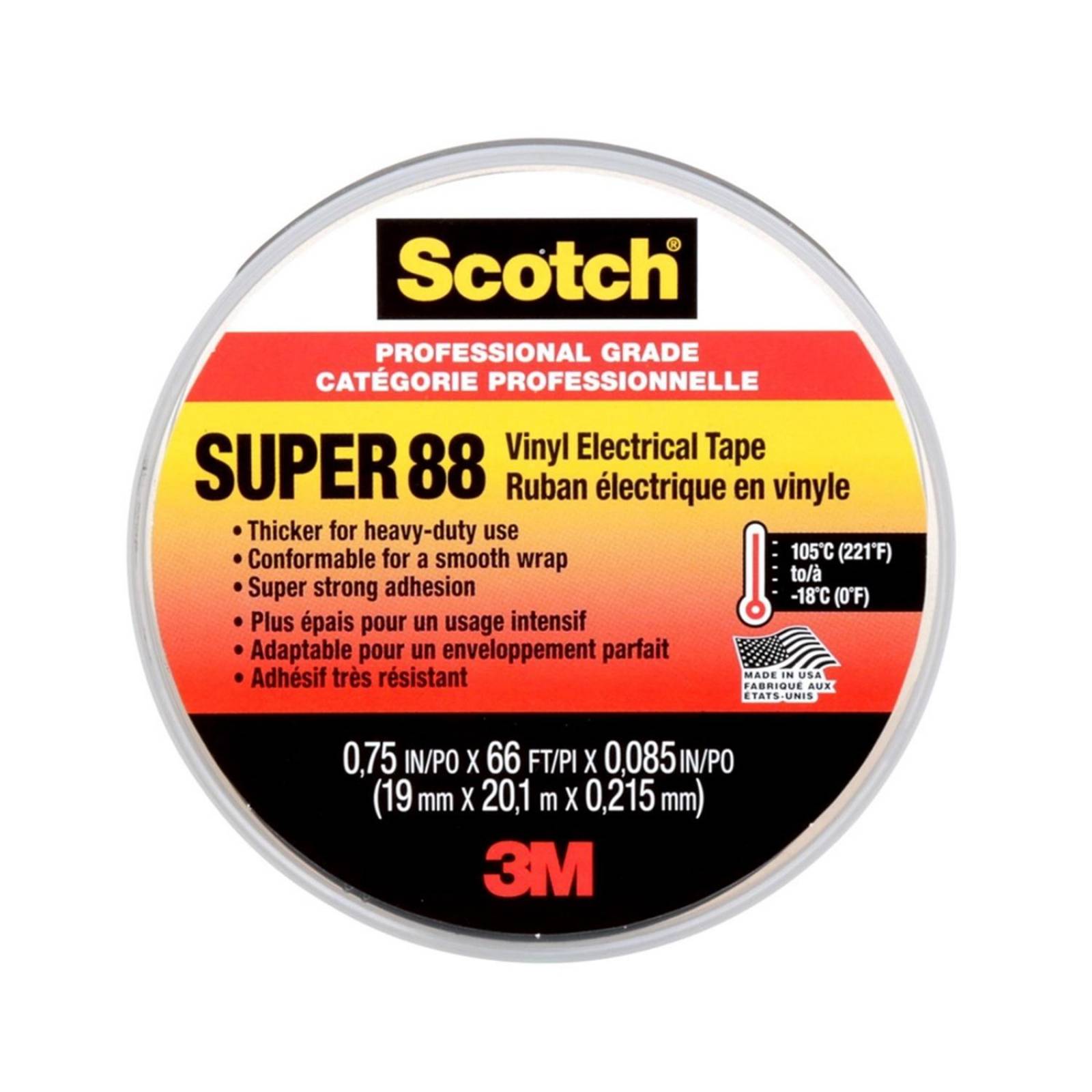 Cinta eléctrica negro 1.9 cm x 20.1 m x 0.21 mm scotch 