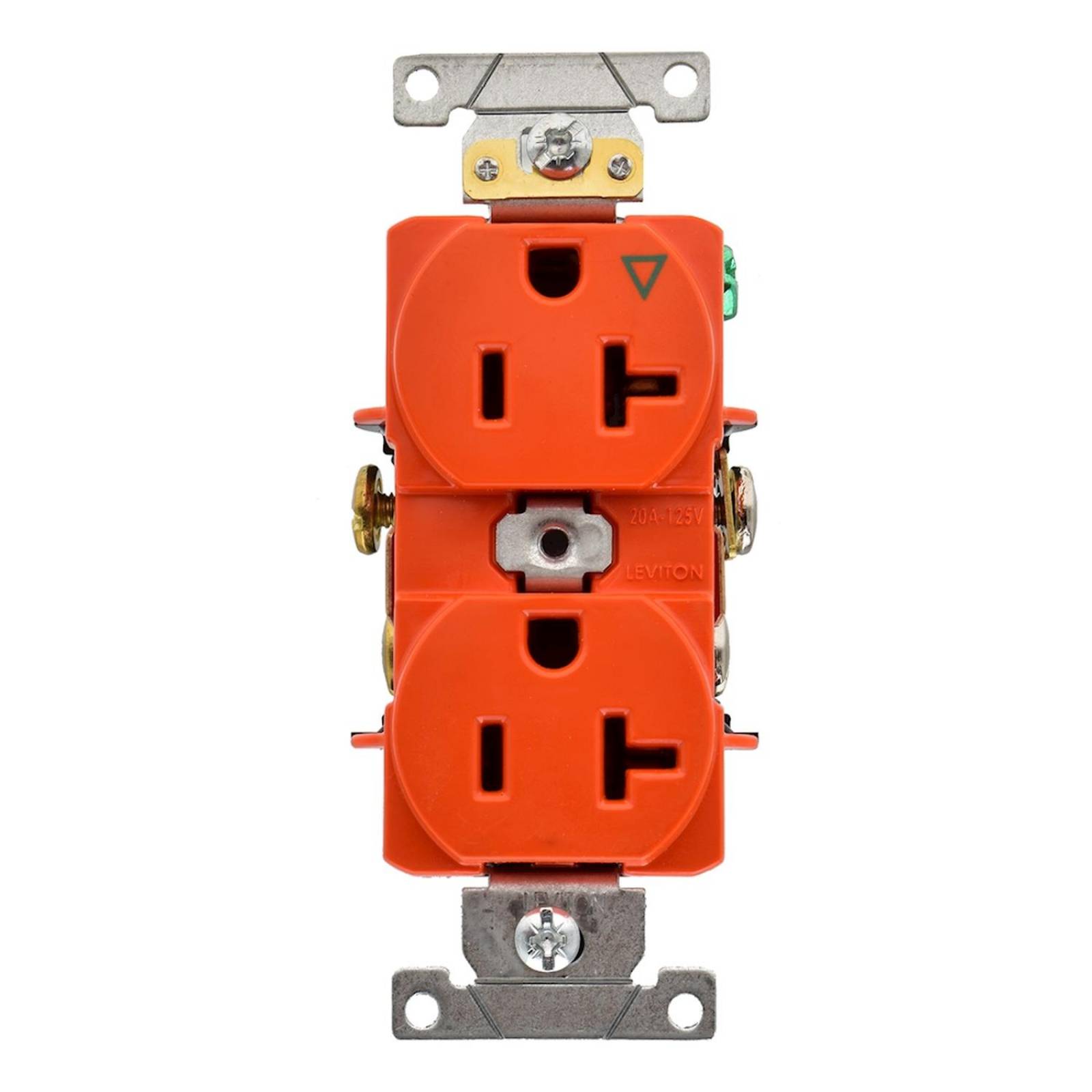 Contacto dúplex con tierra aislada naranja leviton 