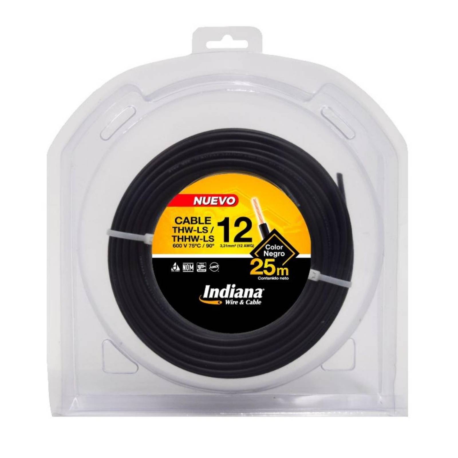 Cable thw-ls calibre 12 negro rollo de 25 m indiana 