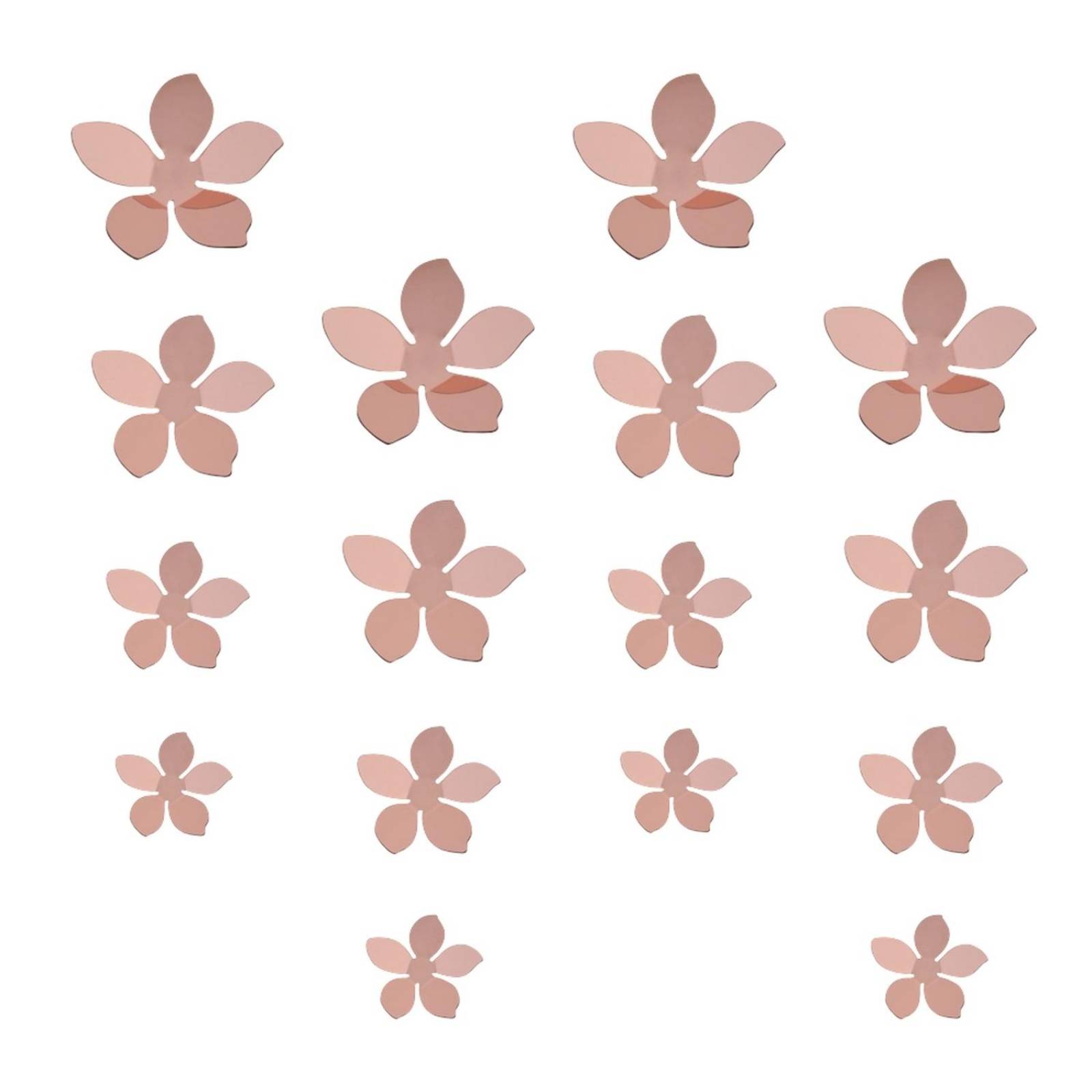 Flores 3d para pared rose gold 12 piezas 