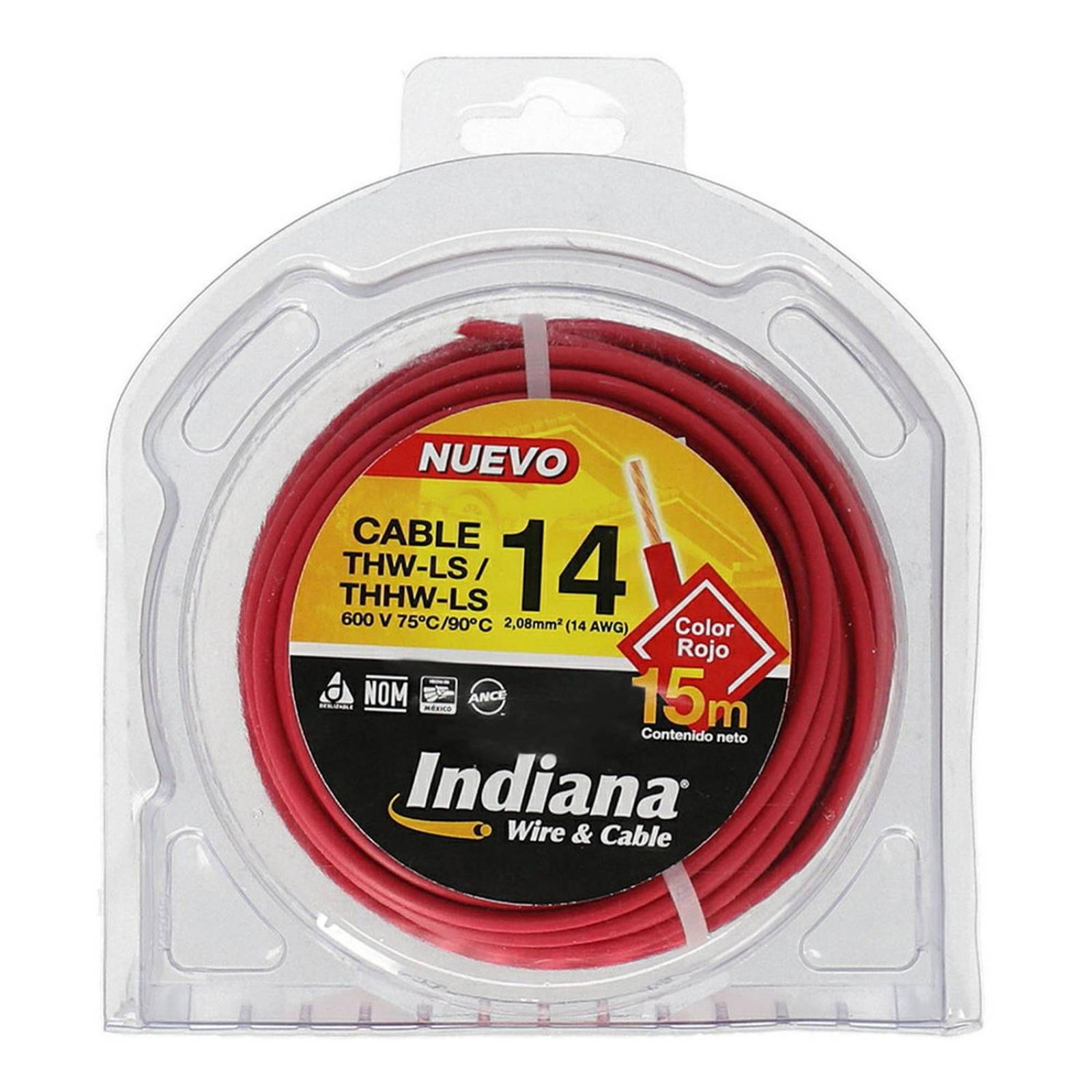Cable thw-ls calibre 14 rojo rollo de 15 m indiana 