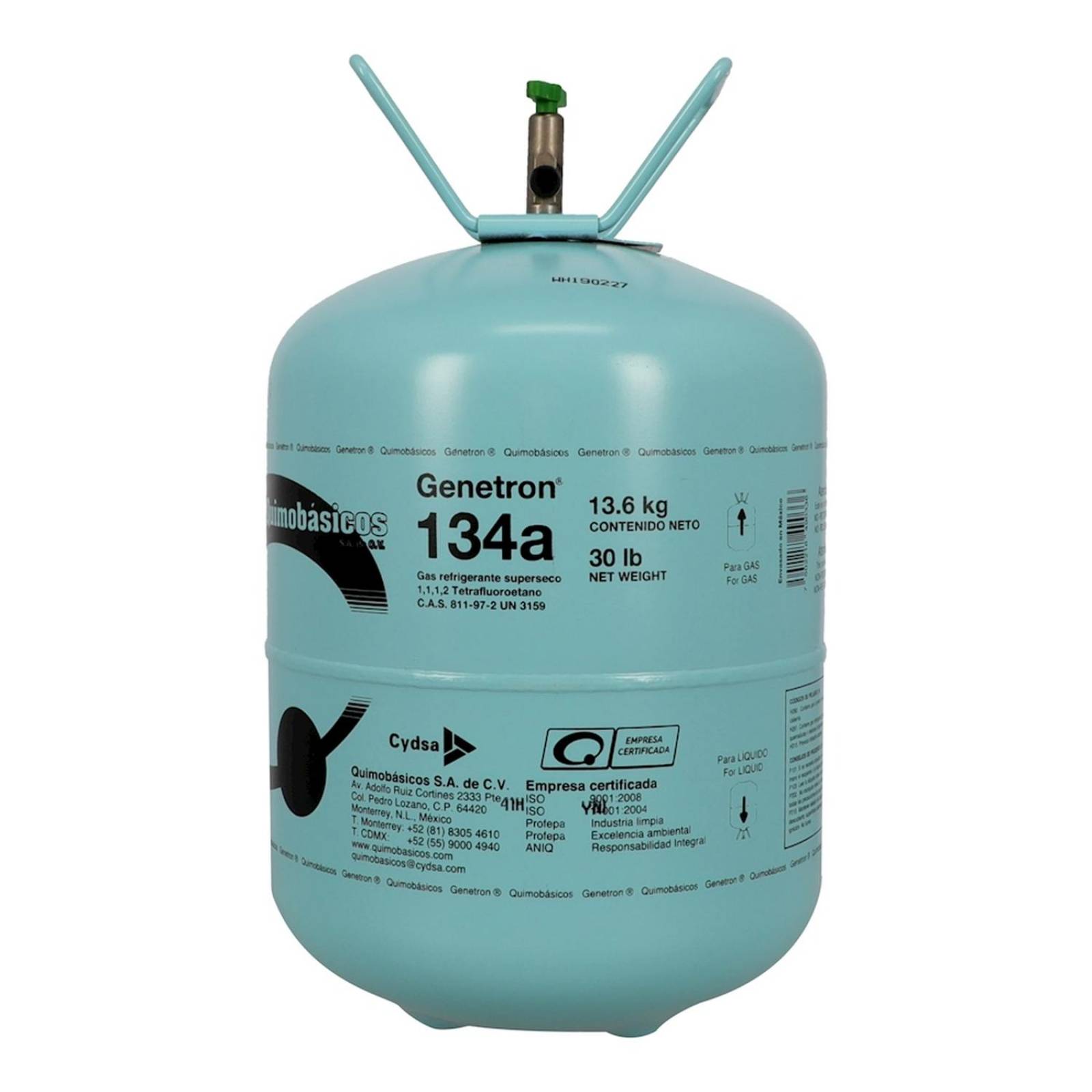 Gas refrigerante de 134a (r-134a) de 13.6 kg azul genetron 