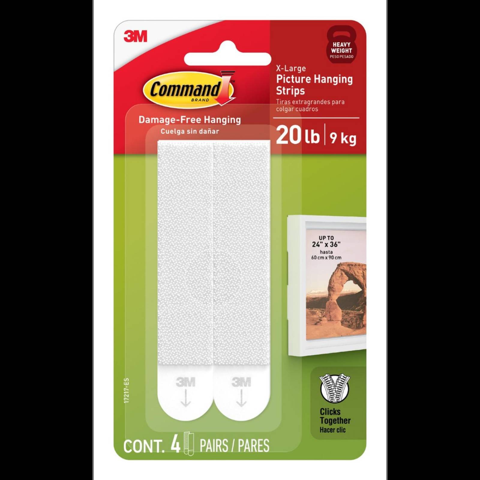 Tiras adhesivas command para colgar cuadros, jumbo, blancas 