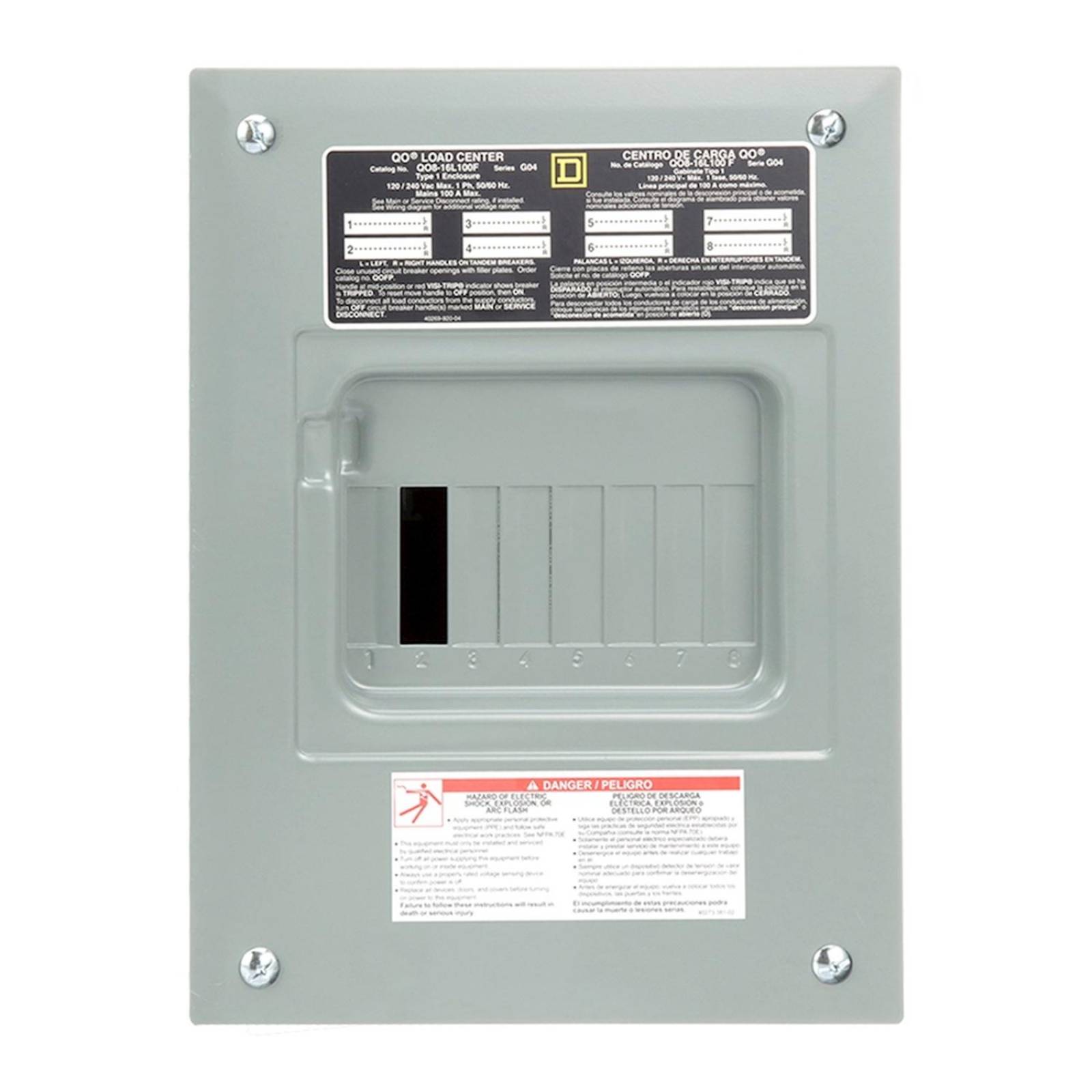 Centro de carga 8 polos 100 amperes square d 