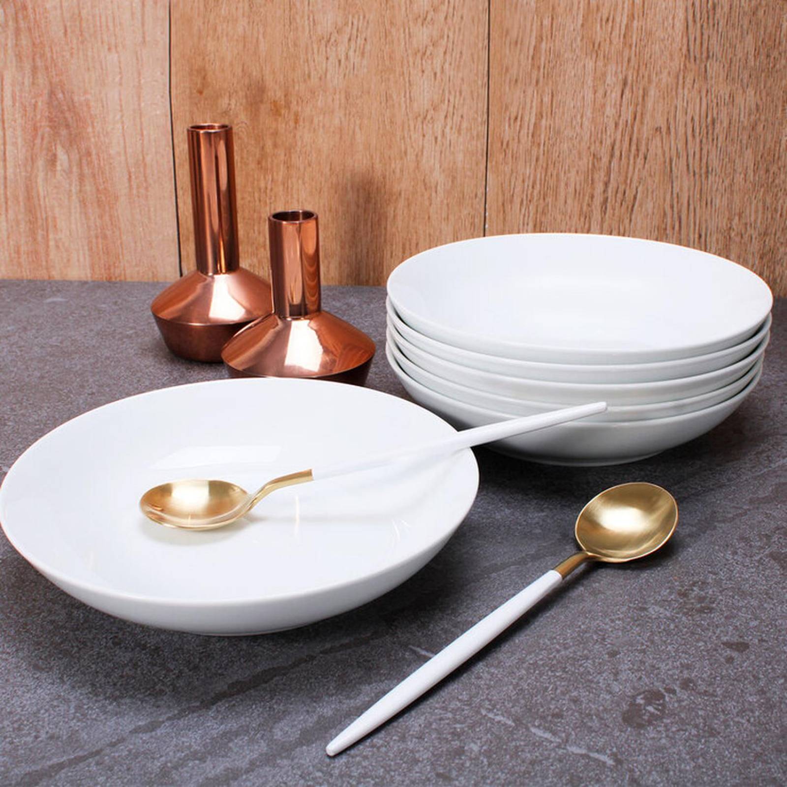 Crown Baccara Juego de 6 Platos Hondos de Porcelana 