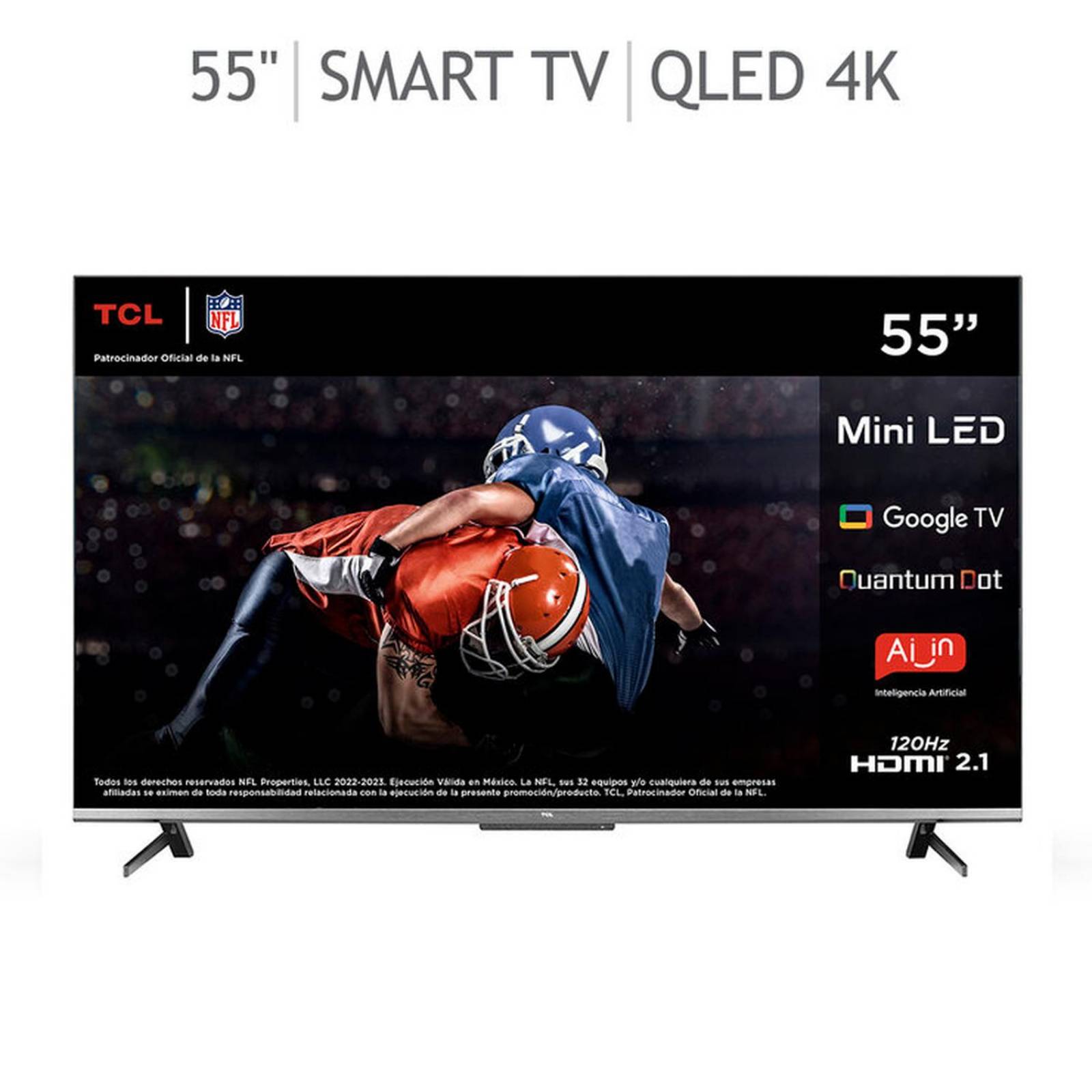 Pantalla TCL 55 pulgadas QLED 4K Google TV 55Q650G
