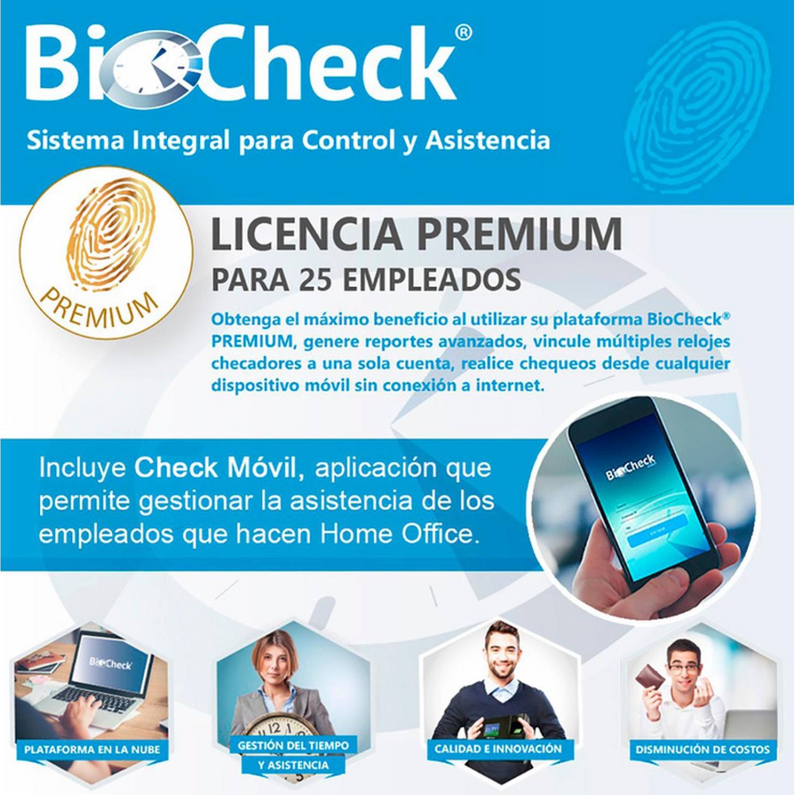 BioCheck Licencia Premium por 1 Año para 25 Empleados 