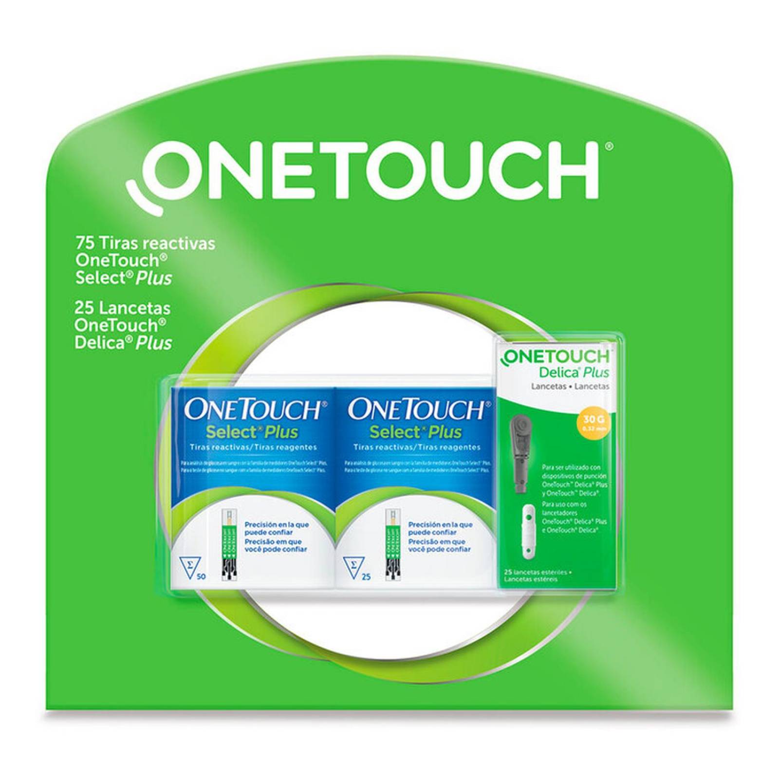 One Touch Tiras Reactivas Select Plus 75pz más 25 Lancetas