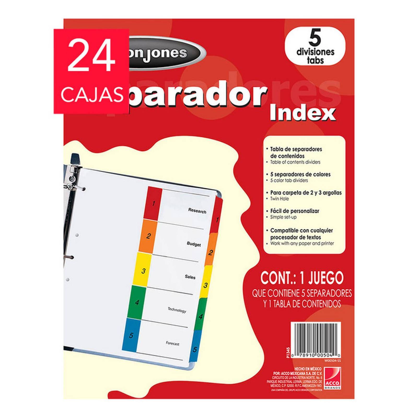 Separadores 5 Divisiones Formato Vertical