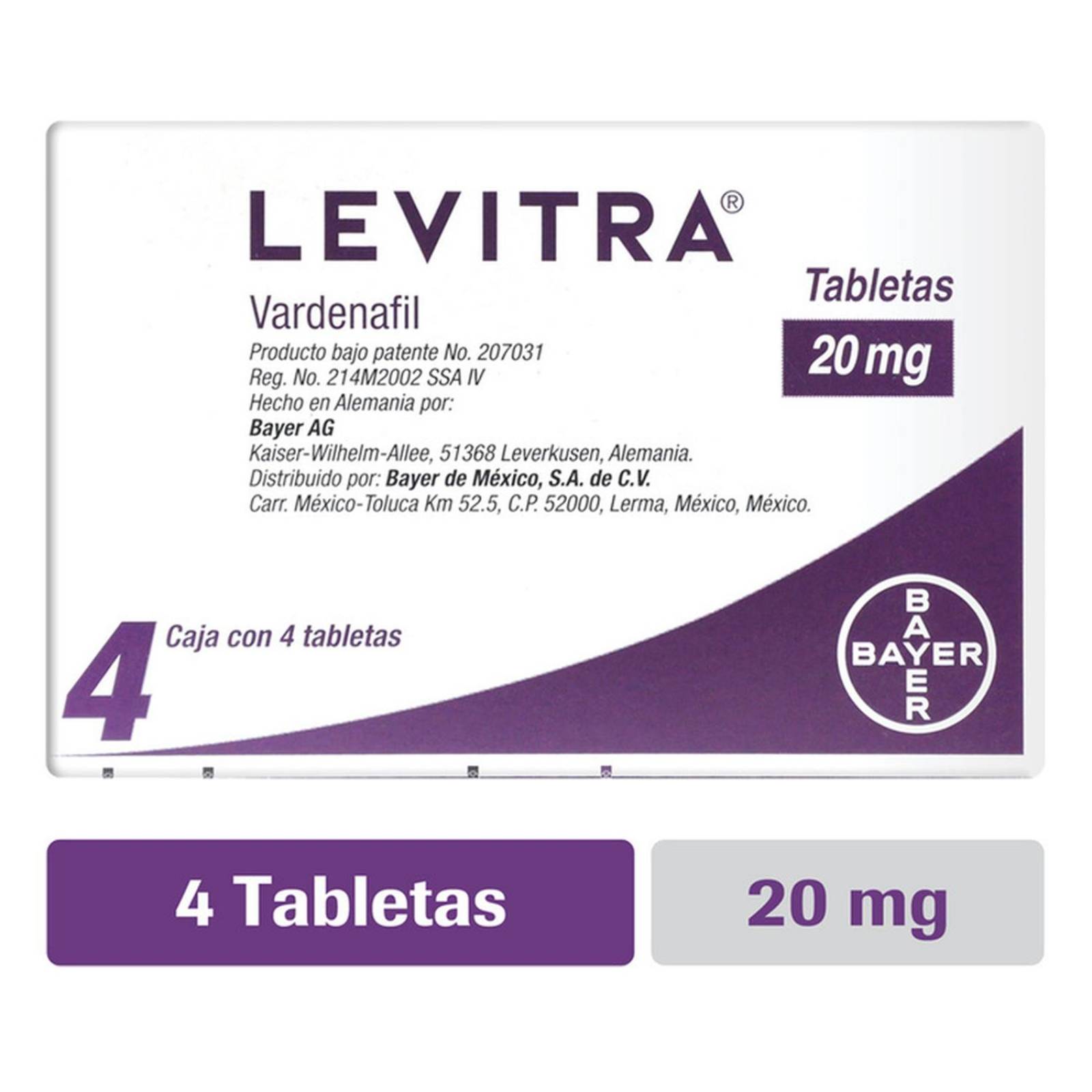 Levitra 20mg 4 Tabletas 