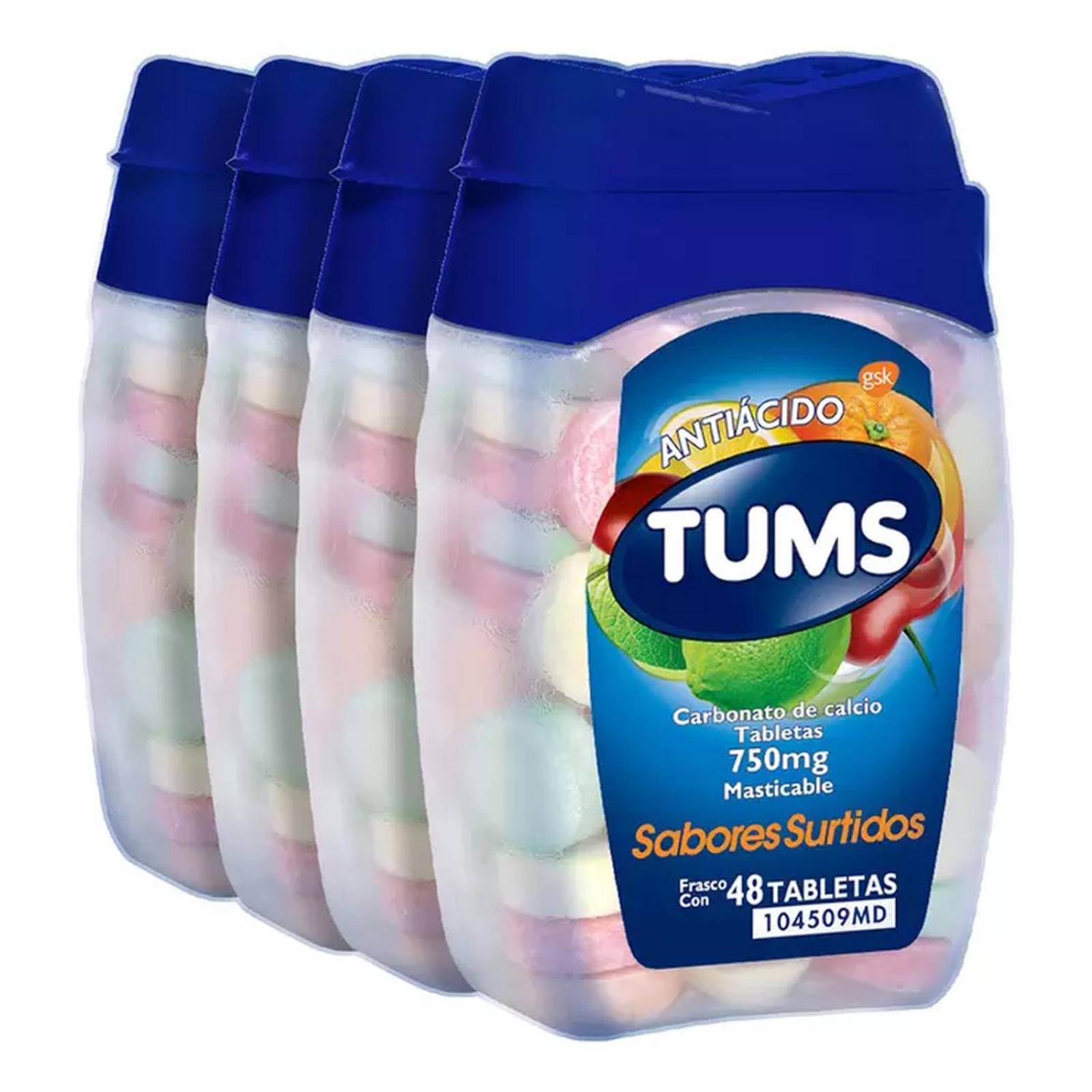 Tums Tabletas Masticables 4 pzas de 48 