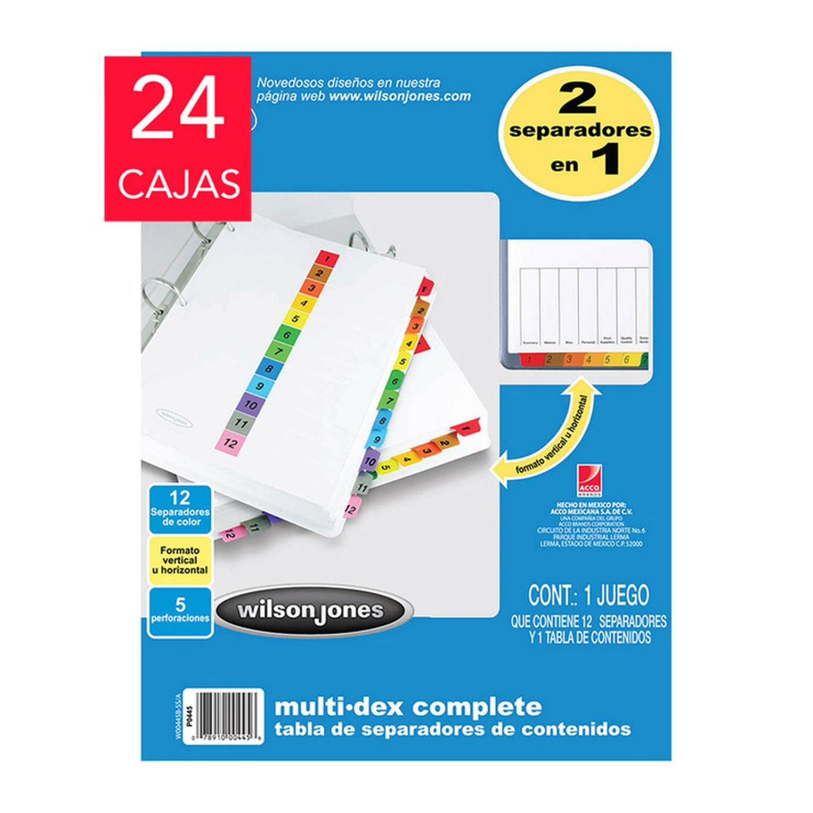 Separadores 12 Divisiones Formato Vertical u Horizontal 