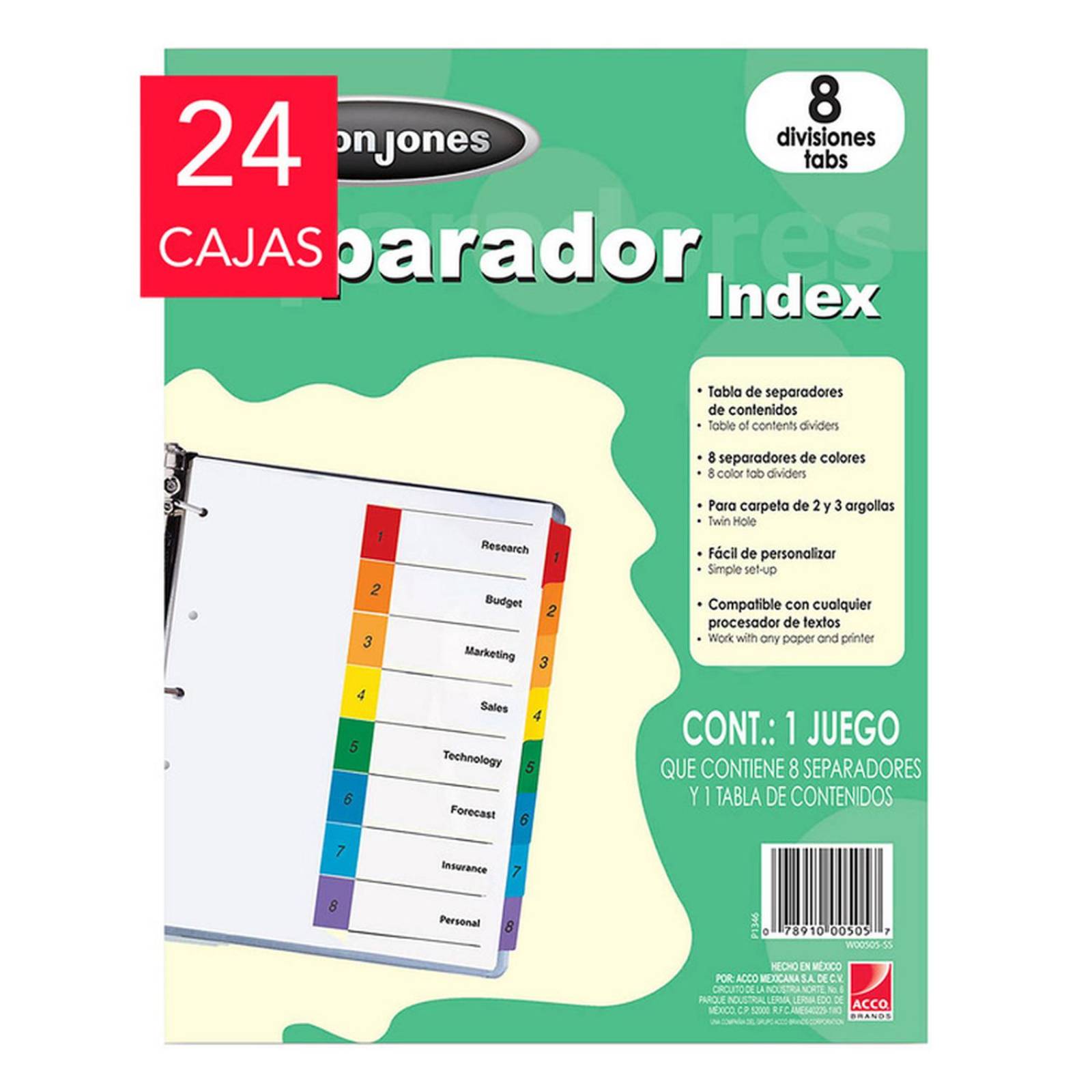 Separadores 8 Divisiones Formato Vertical 