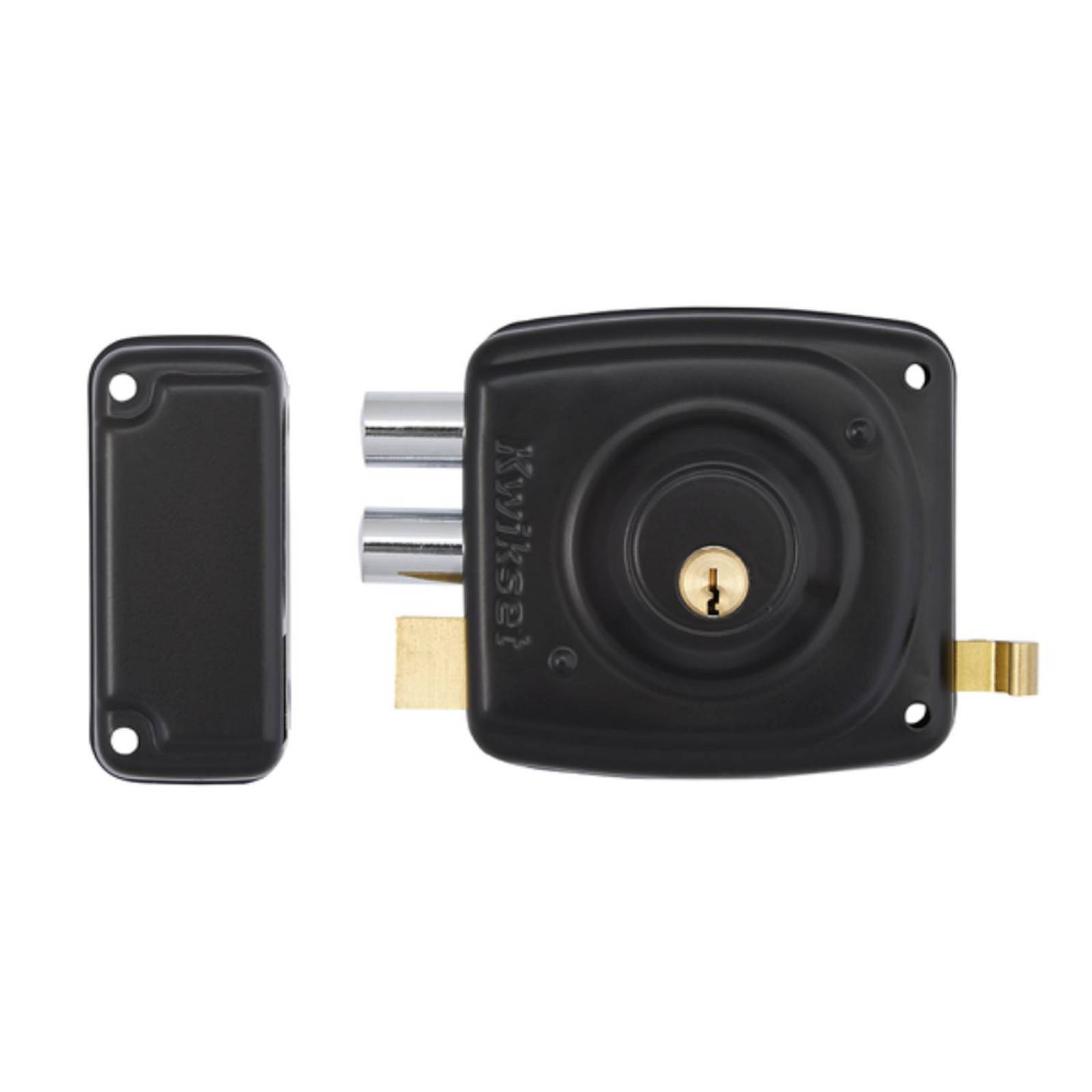 Cerradura sobreponer fija 3 bulones izq negro 