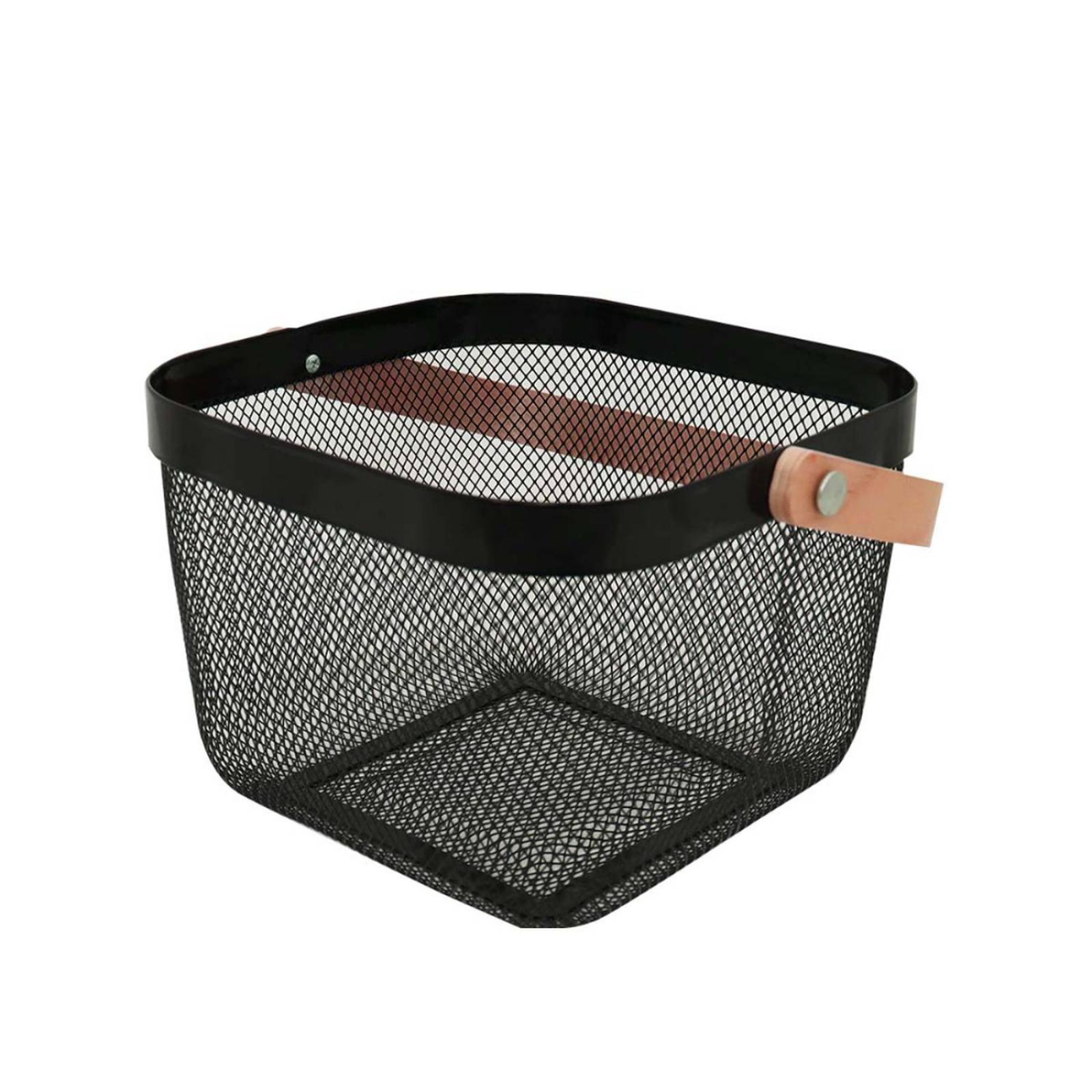 Gaveta metal negra con agarradera de madera