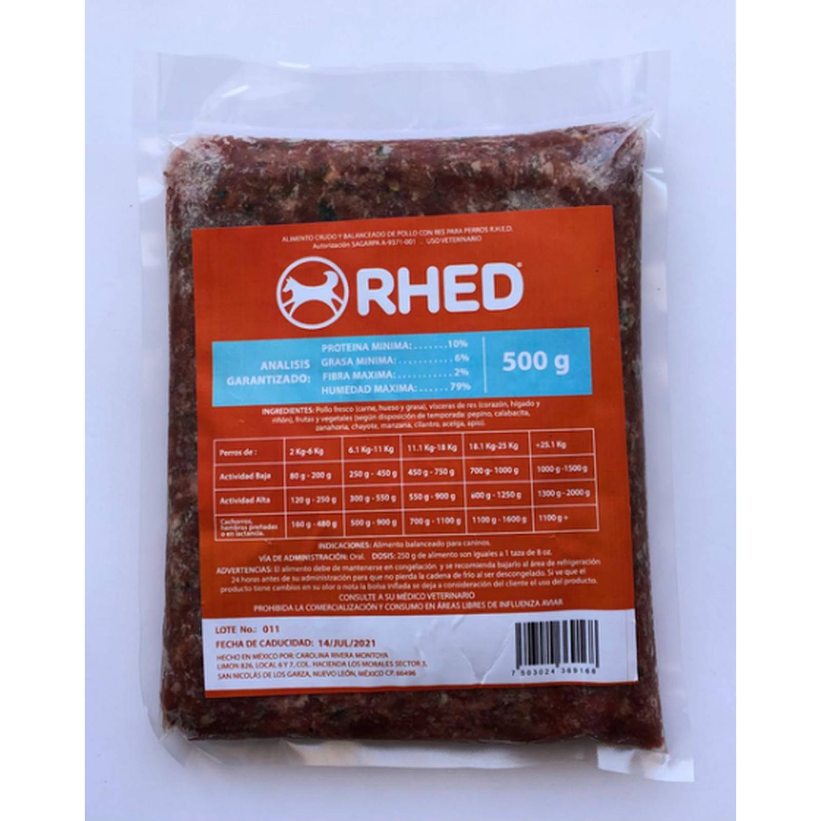 Alimento Congelado para Perro Pollo y Res 500 gr 