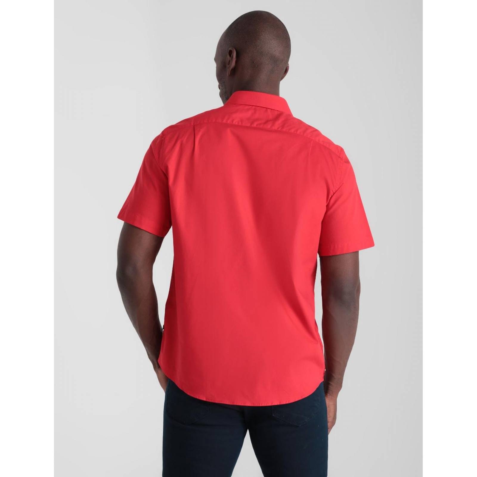 Camisa casual Nautica de algodón manga corta para hombre Rojo CH 