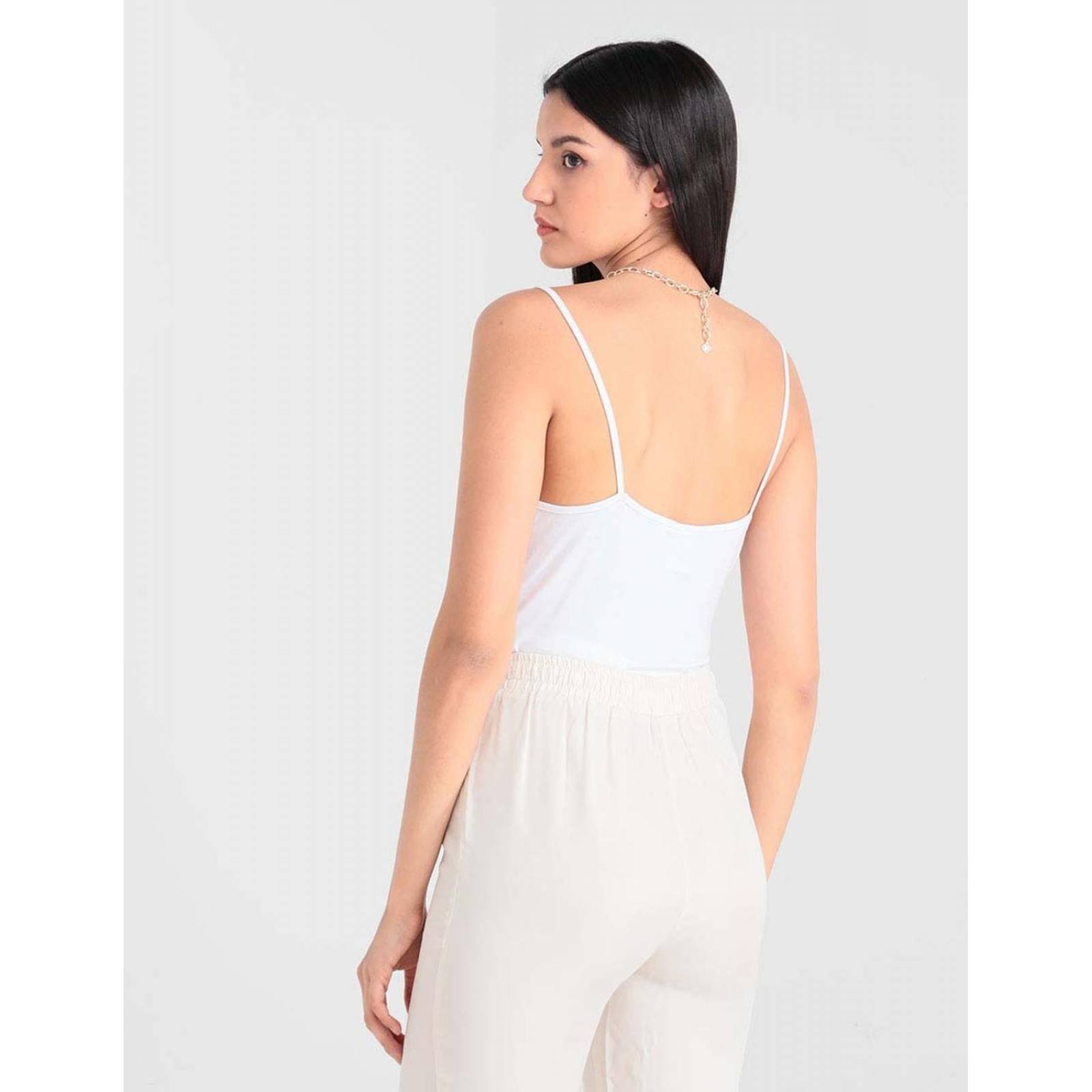 Playera Petite Studio cuello redondo para mujer Blanco XG 