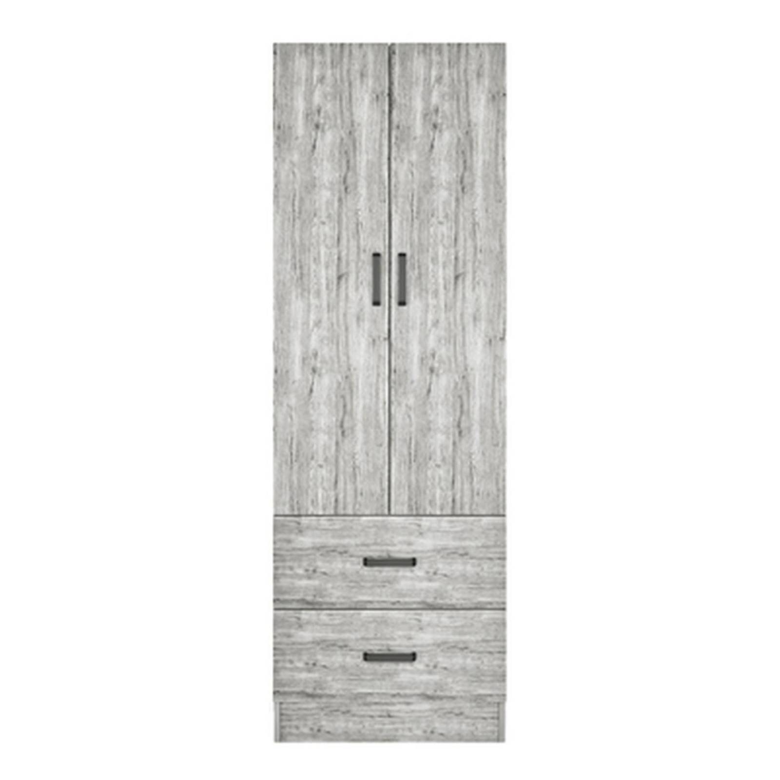 Armario de 2 cajones con colgador 1.80 m x 60 x 45 cm gris claro 