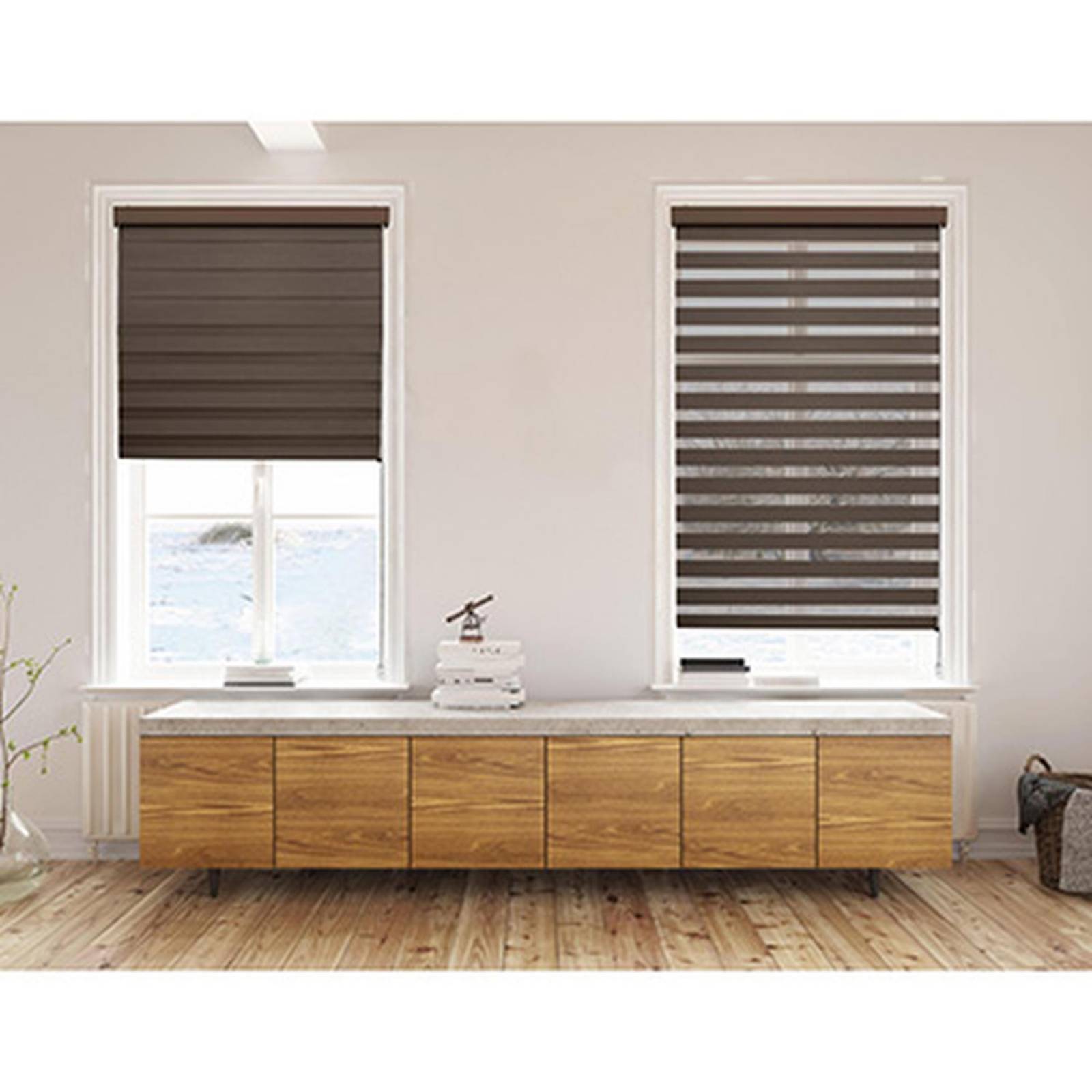 Persiana premium enrollable duo blackout full cassette 120x180 cm chocolate 