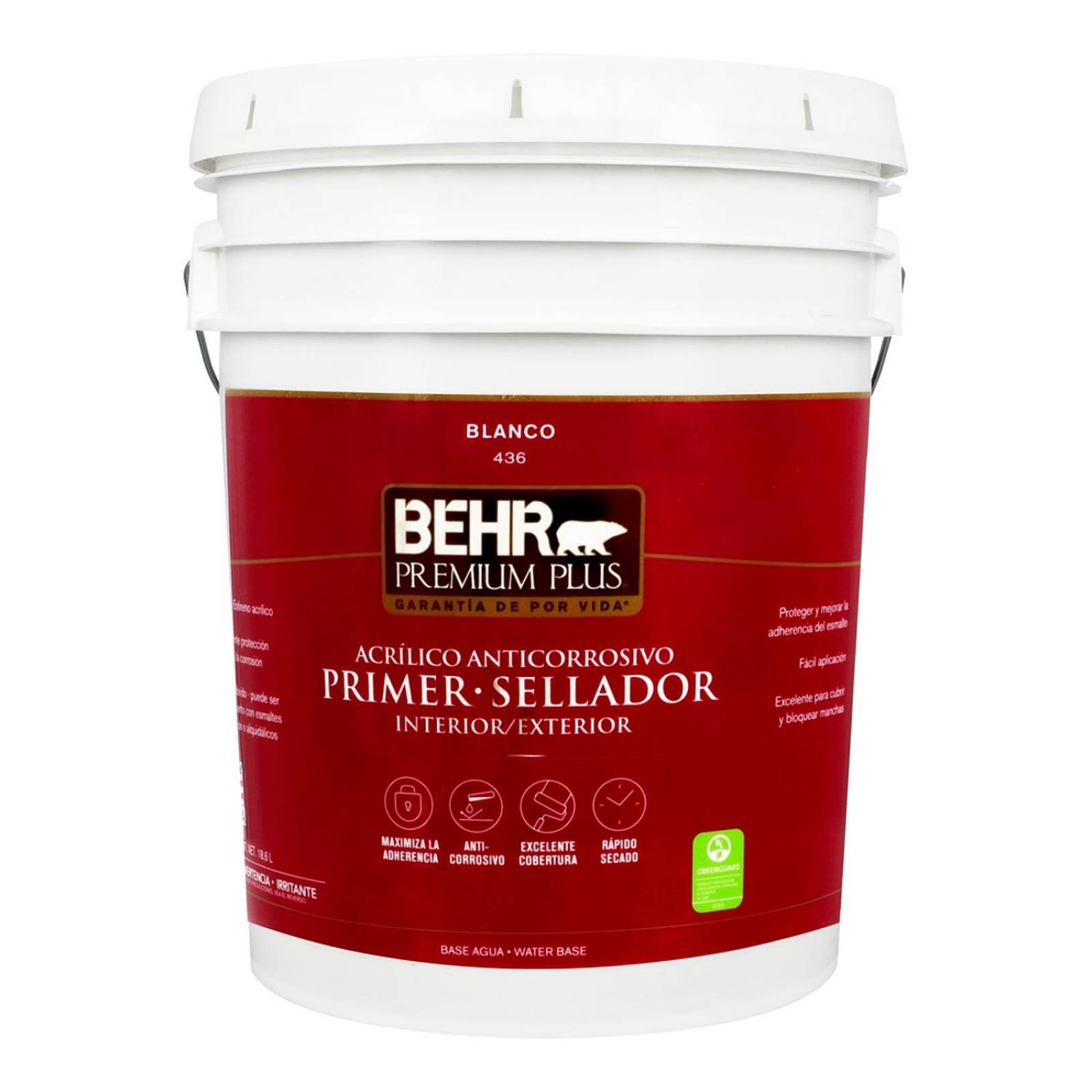 Primer sellador behr premium plus acrílico anticorrosivo blanco 18.6 l 