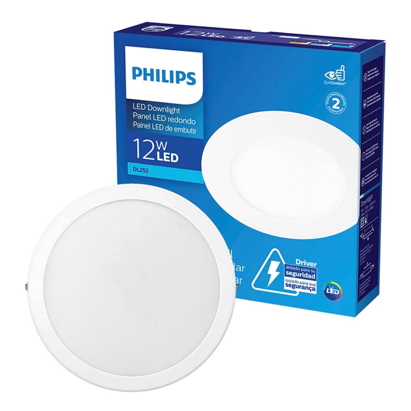 Foco led empotrado philips dl252 redondo luz cálida 12w 