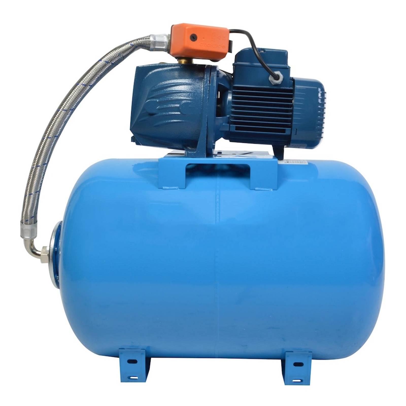 Equipo hidroneumático con electrobomba jet en hierro de 1 hp 6 servicios simultáneos tanque 80 l 115 