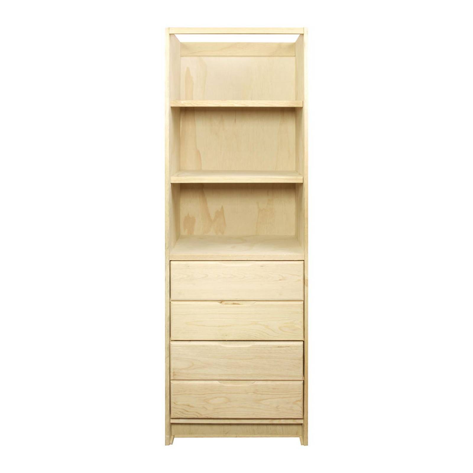 Cajonera pino de 3 entrepaños y 4 cajones 58.4 x 188.5 x 40.2 cm beige 