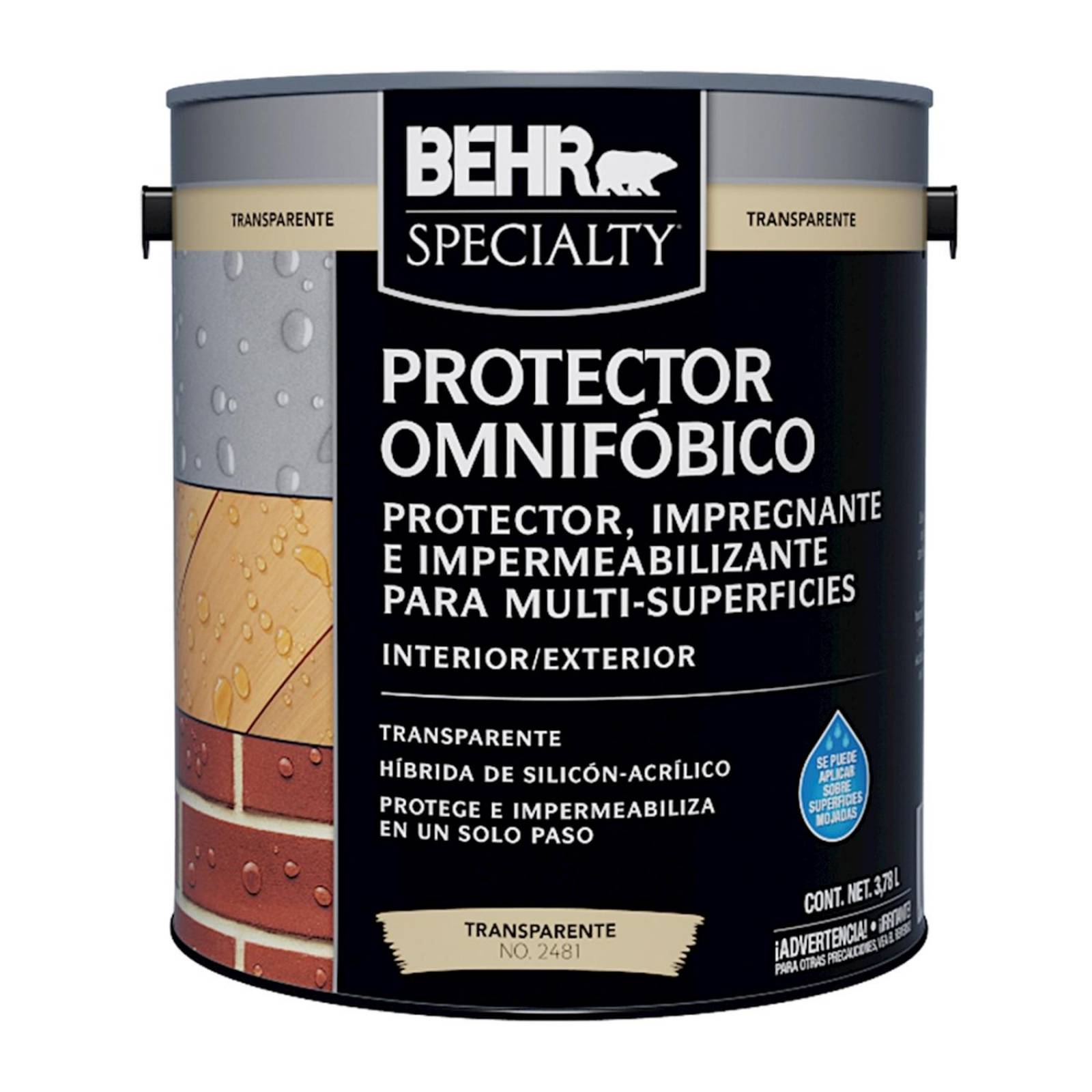 Protector omnifóbico de silicón de 3.78 l transparente