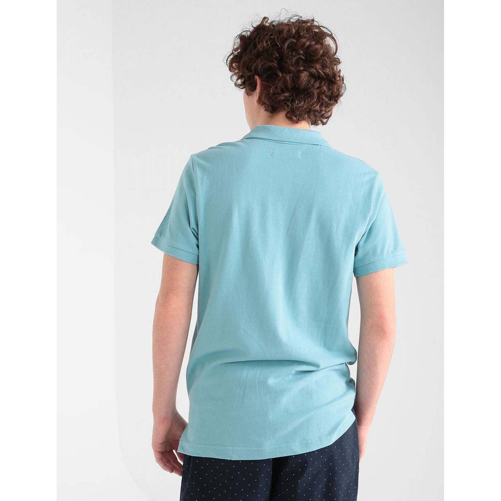 Azul Turquesa Playera Tipo Polo Algodon Playera Polo Manga Corta