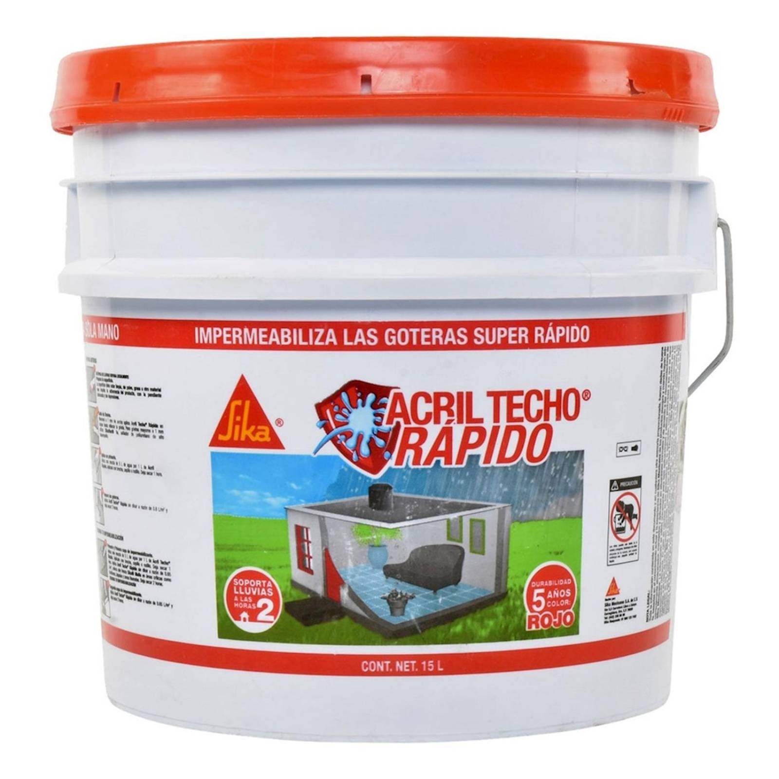 Impermeabilizante acrílico rojo 5 años 15 l 