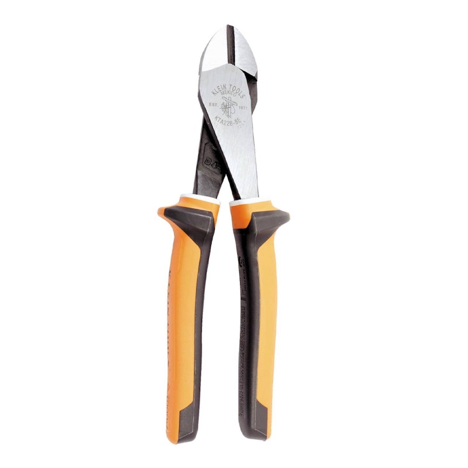 Pinzas de corte diagonal aisladas 8 pulgadas naranja klein tools 