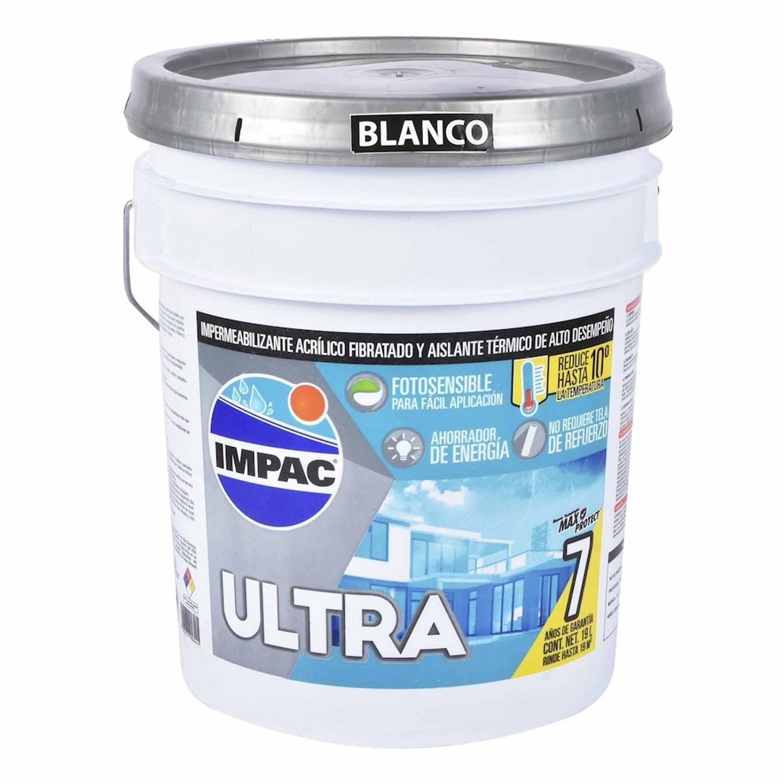 Impermeabilizante acrílico fotosensible blanco 7 años impac ultra 7 19 l