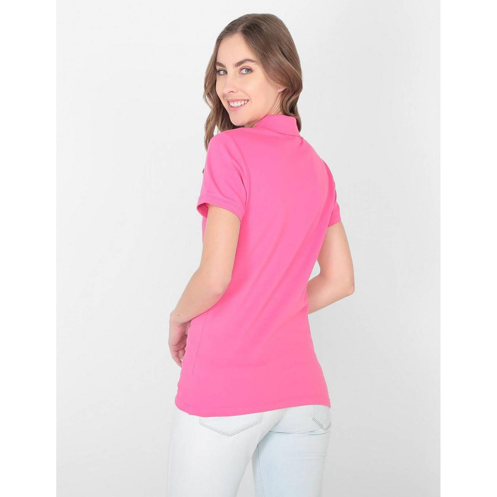 Playera tipo polo Aéropostale para mujer Fucsia XCH 