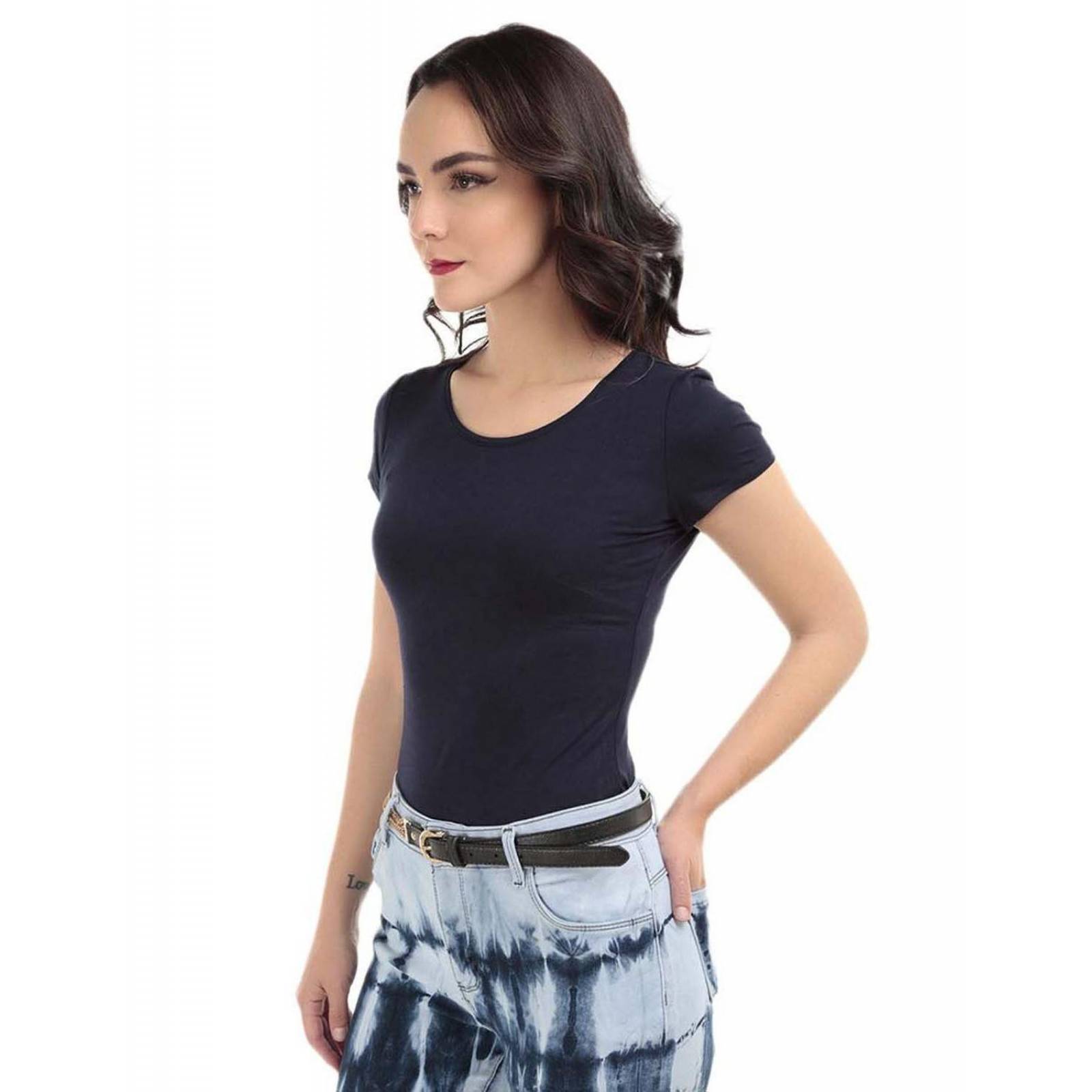 Blusa Ivonne manga corta para mujer Azul marino M 