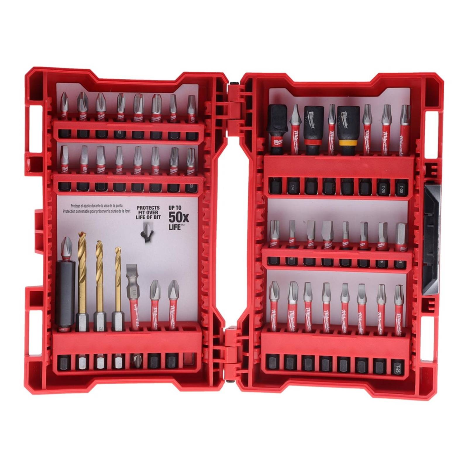 Juego de brocas y puntas shockwave de 50 piezas milwaukee 