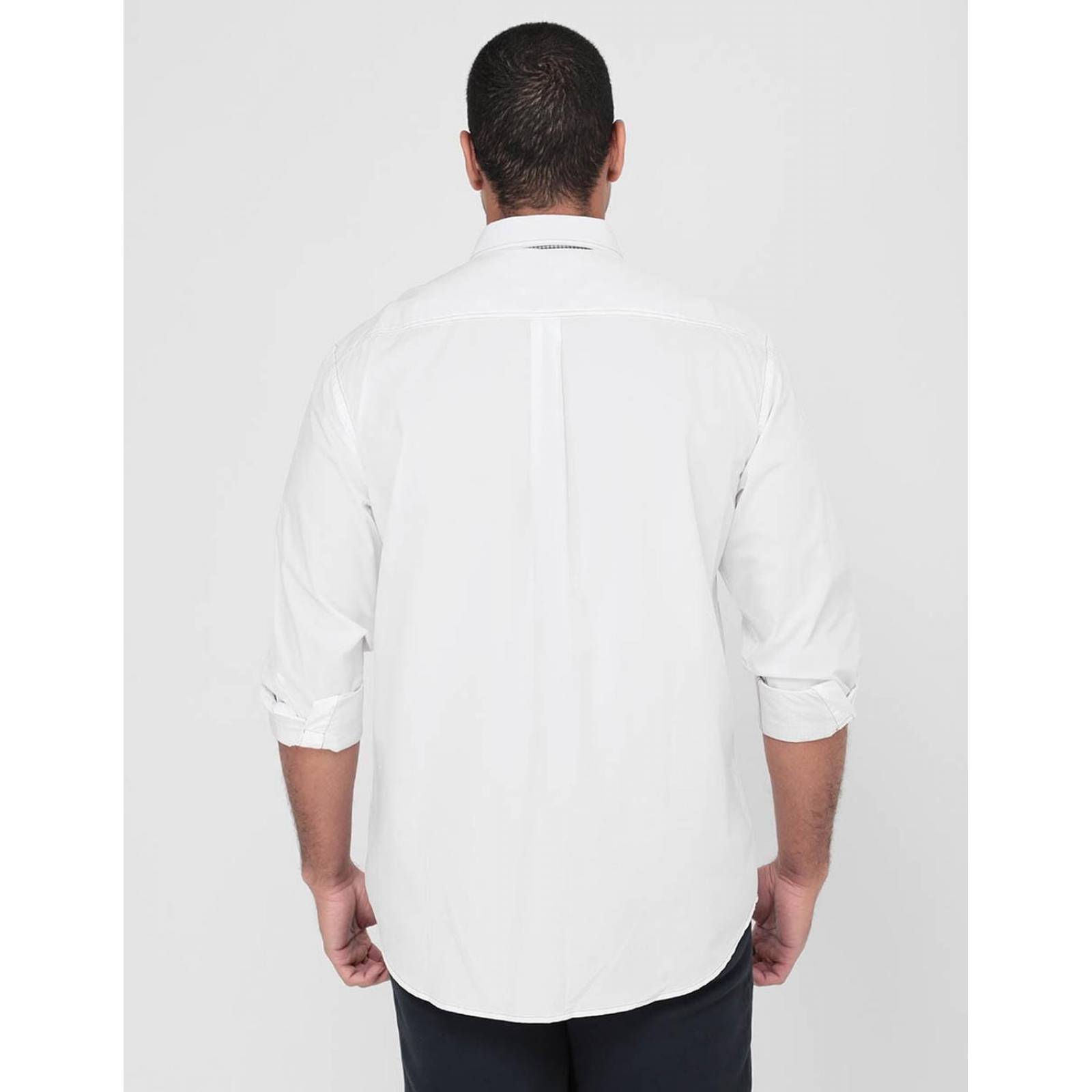 Camisa casual Ferrioni de algodón manga larga para hombre Blanco CH 