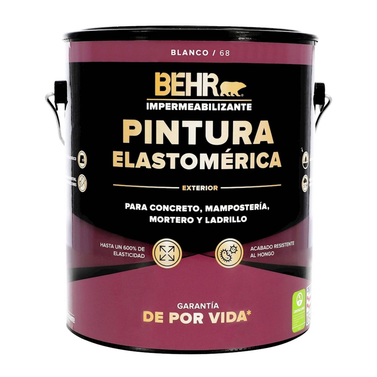 Pintura behr elastomérica base blanca 3.66 l
