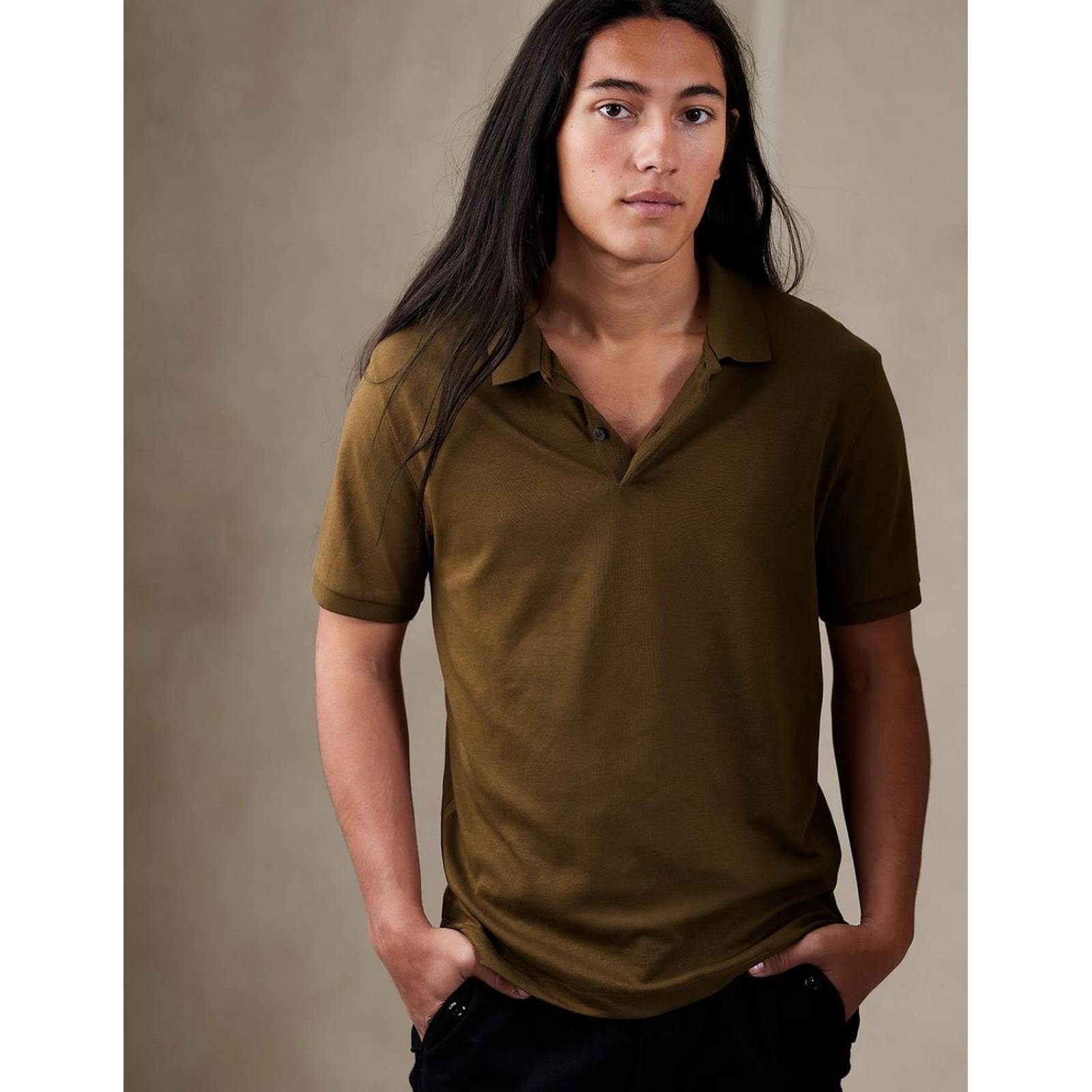 Playera tipo polo para hombre Verde olivo XCH 