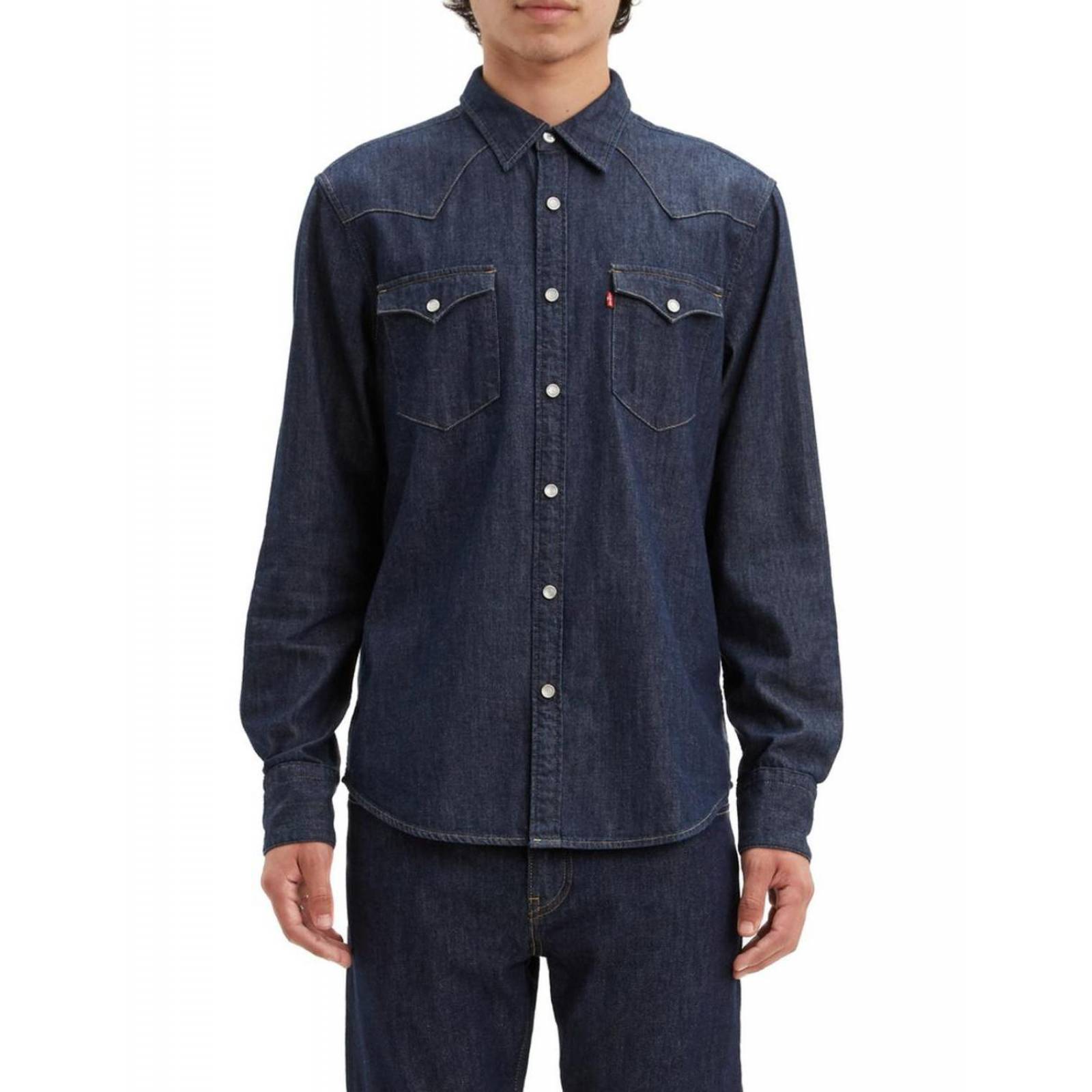 Camisa casual Levis de algodón manga larga Azul M 