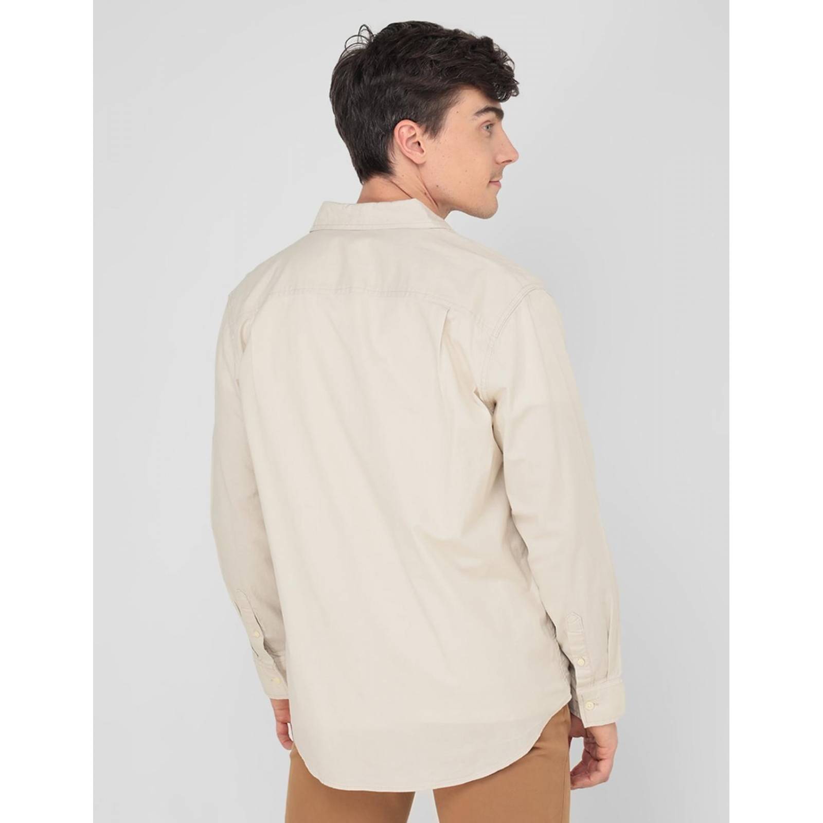 Camisa casual Calvin Klein de algodón manga larga Beige M 