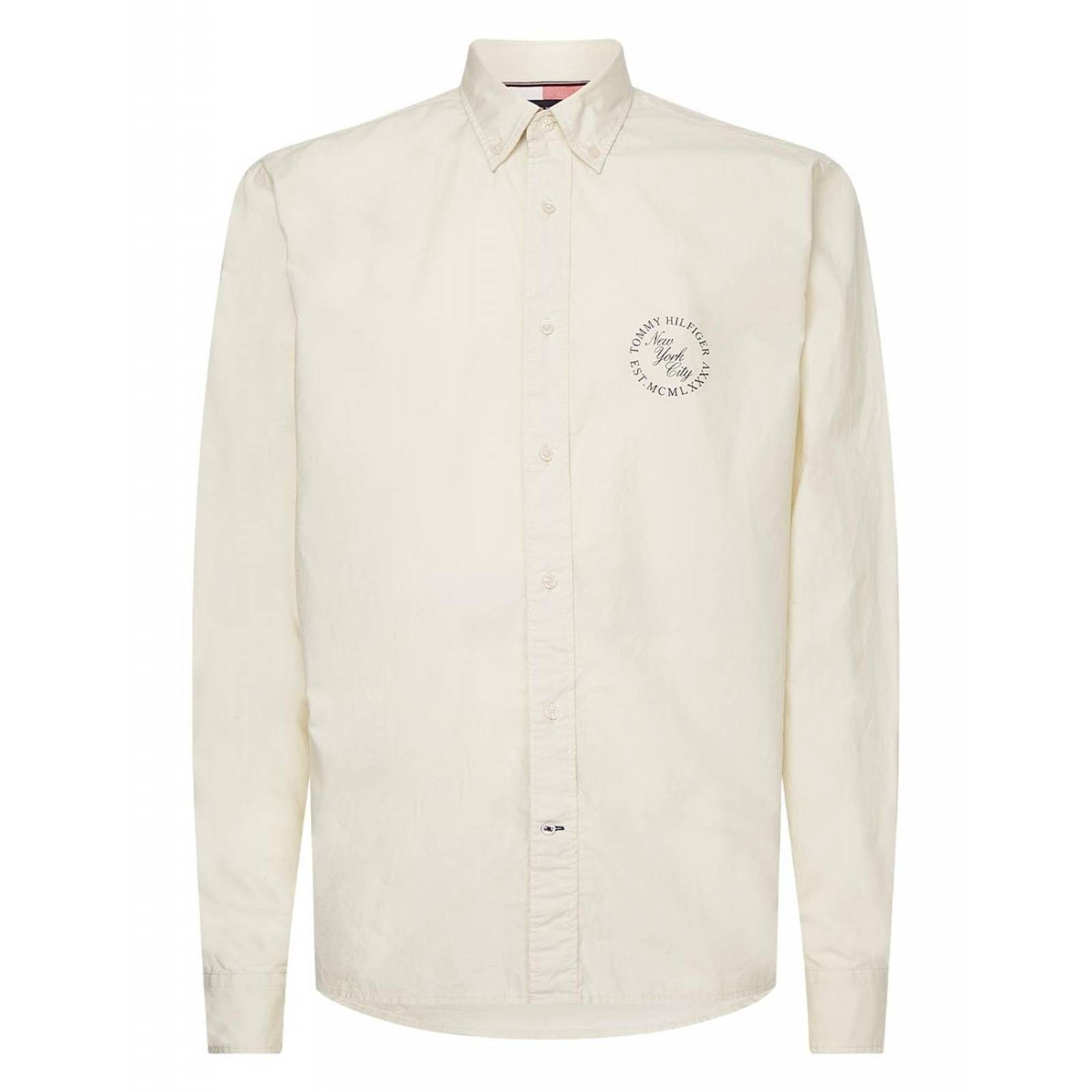 Camisa casual Tommy Hilfiger de algodón manga larga Beige M 