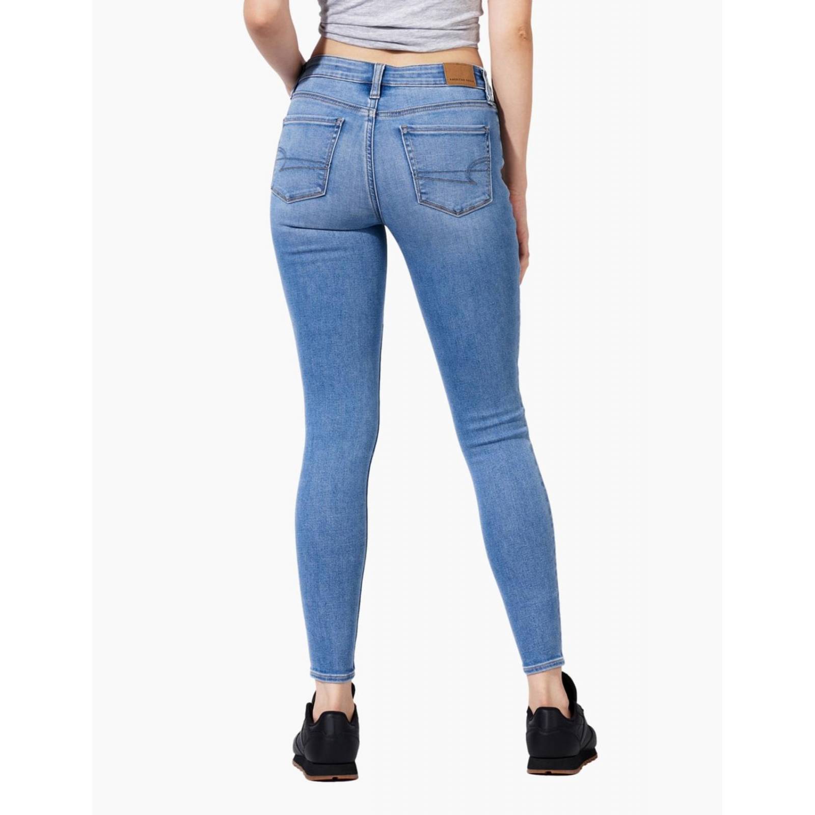 Jeans skinny American Eagle deslavado corte cadera para mujer Azul claro 6 R 