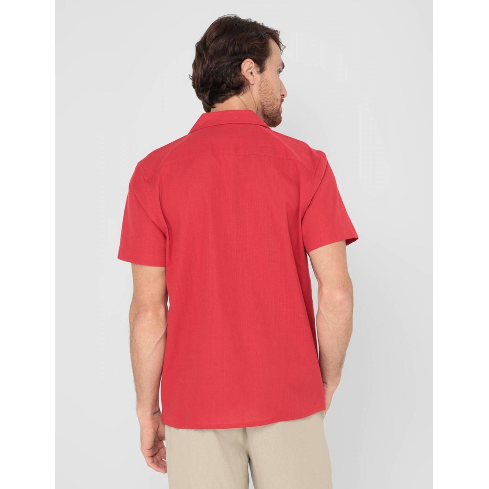 Camisa casual Regent Street de algodón manga corta Rojo M 