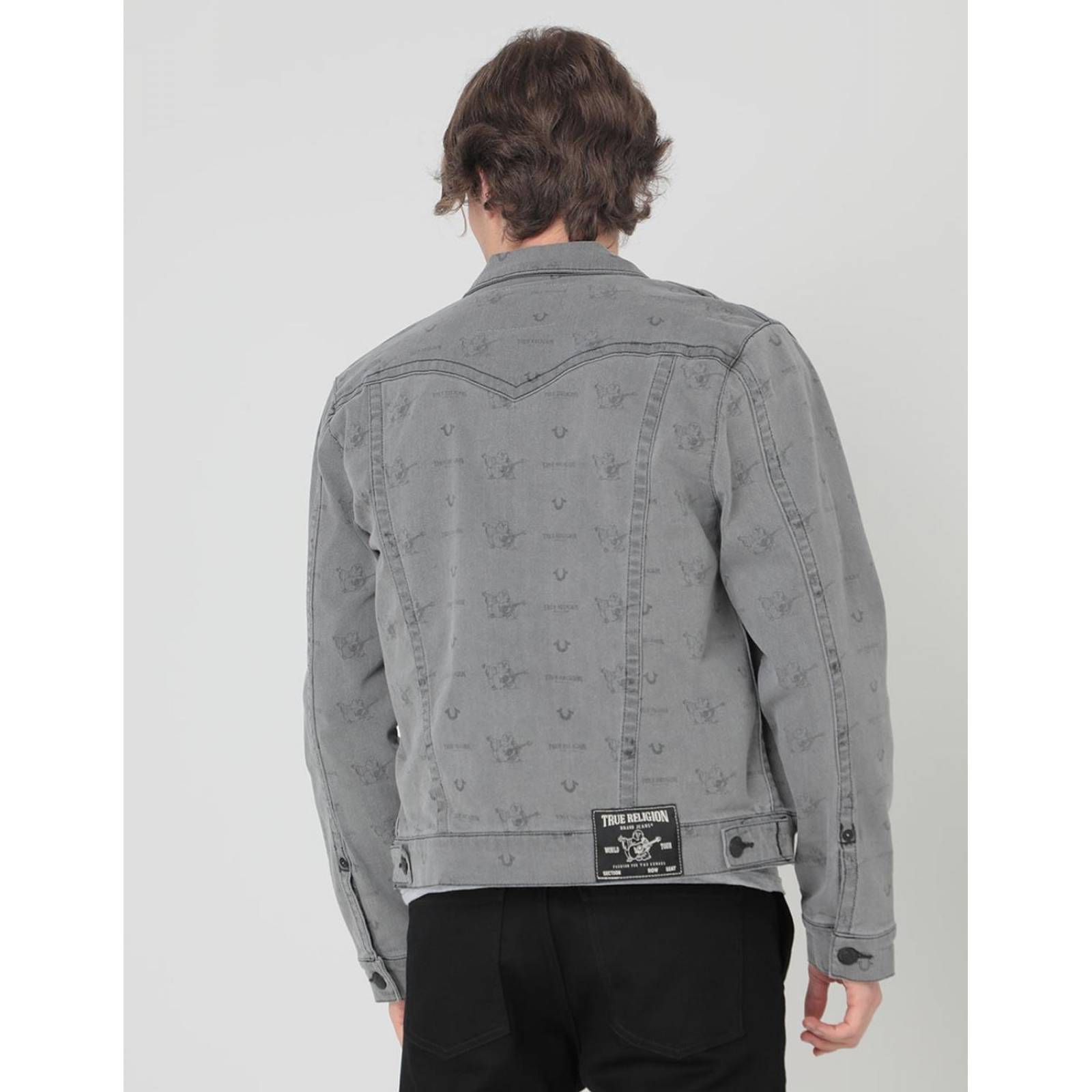Chamarra True Religion de mezclilla con bolsillos Gris M 
