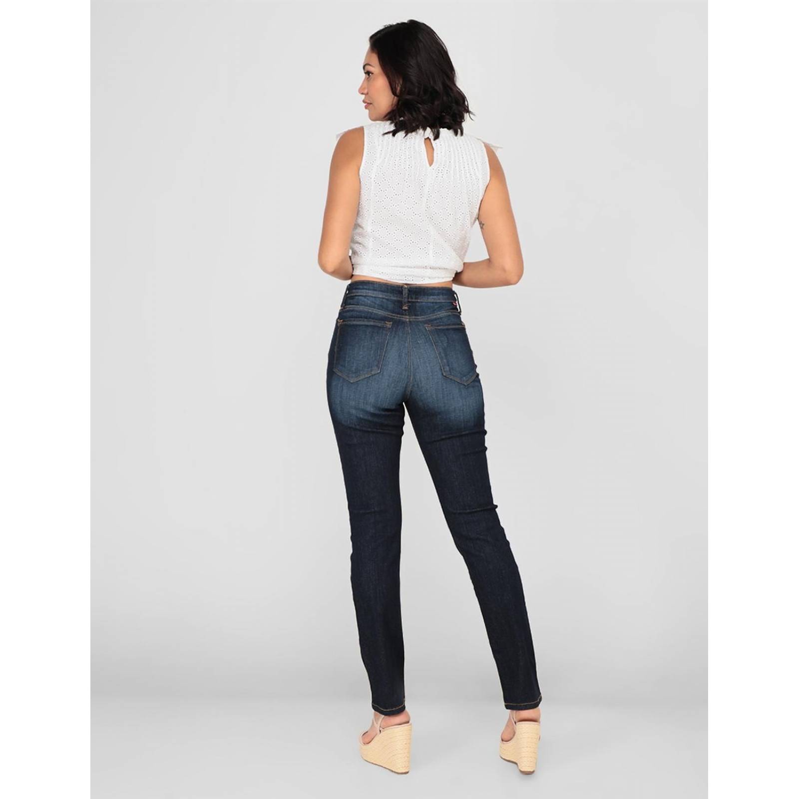 Jeans skinny Why Me deslavado corte cintura alta Azul 28 