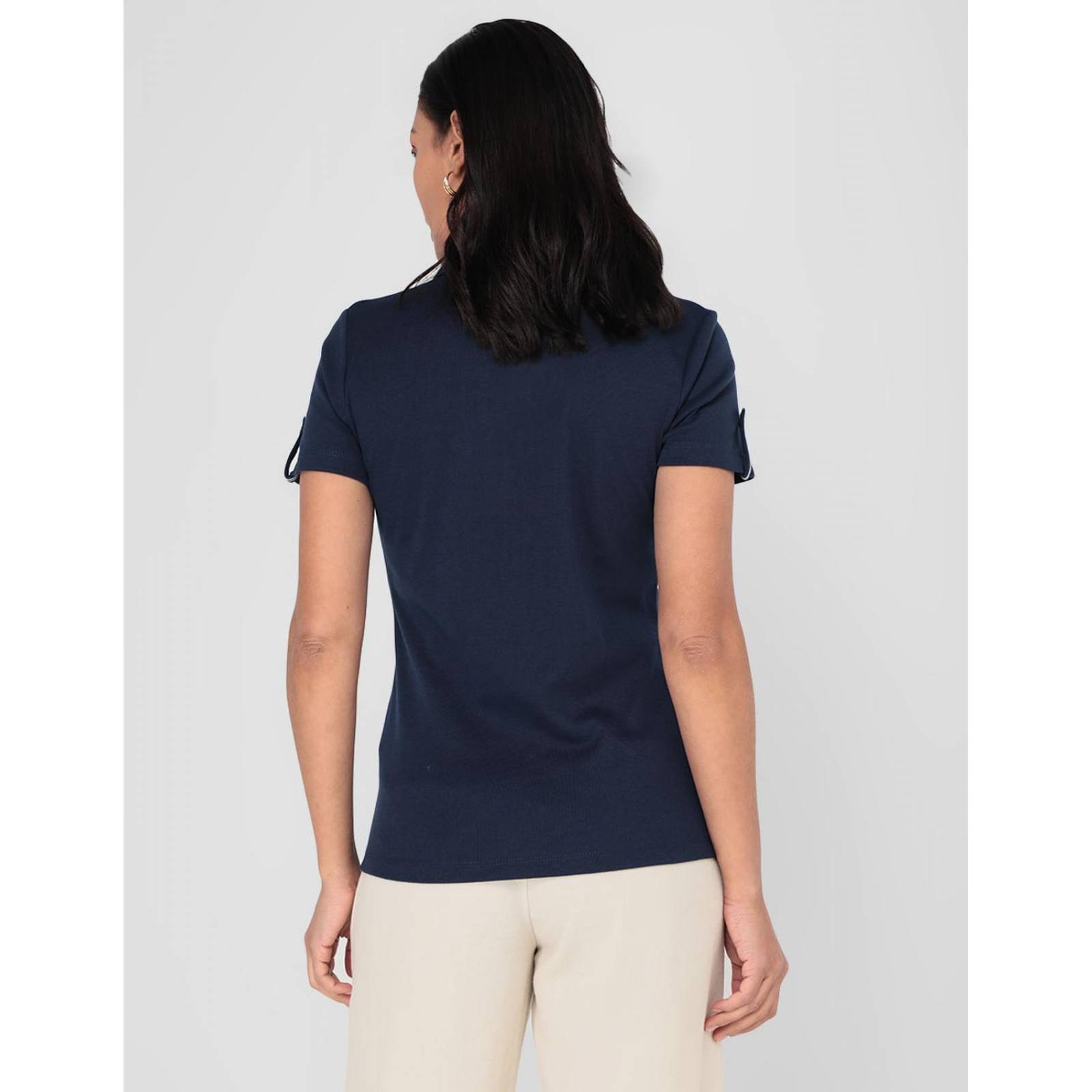 Playera manga corta Punt Roma cuello polo para mujer Azul marino CH 