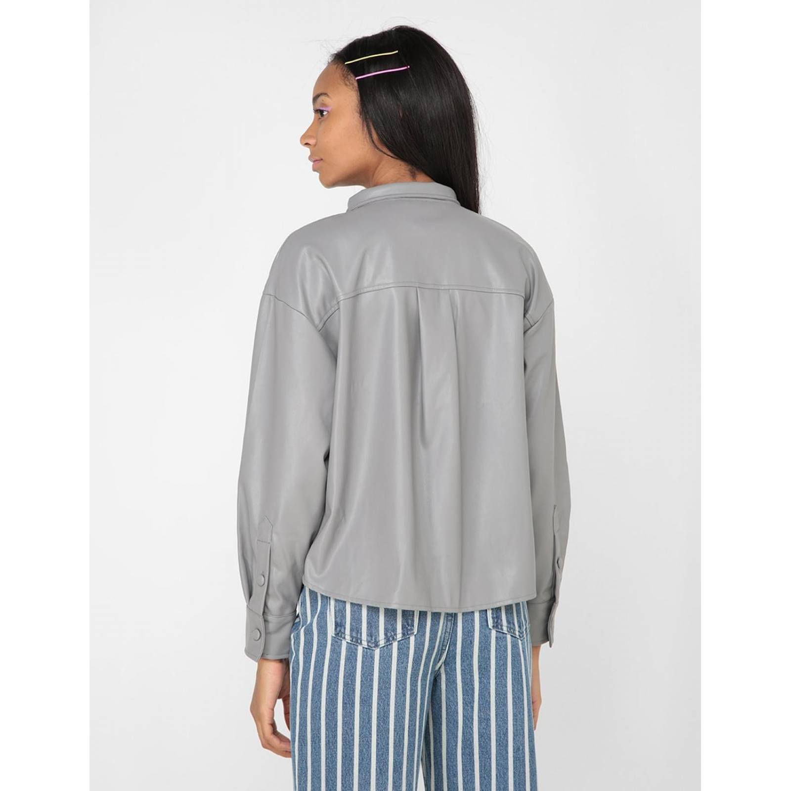Blusa casual Thats It manga larga para mujer Gris M 